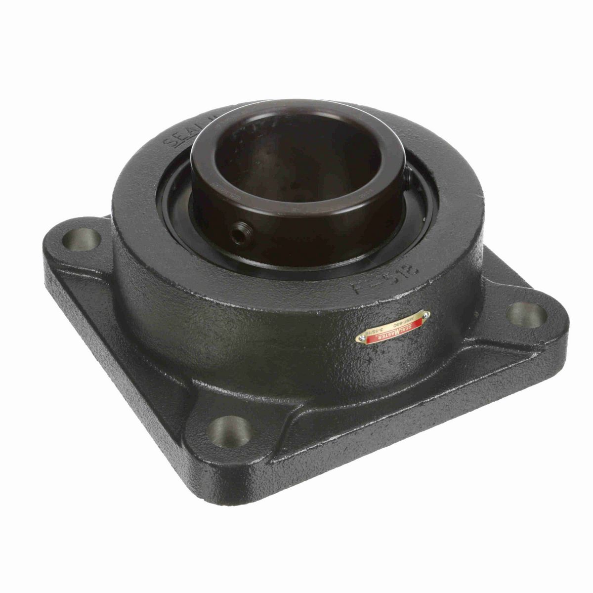 Sealmaster Mounted Cast Iron Four Bolt Flange Ball Bearing - 52100 Bearing Steel, Black Oxided - Setscrew Lock - MSF-63C