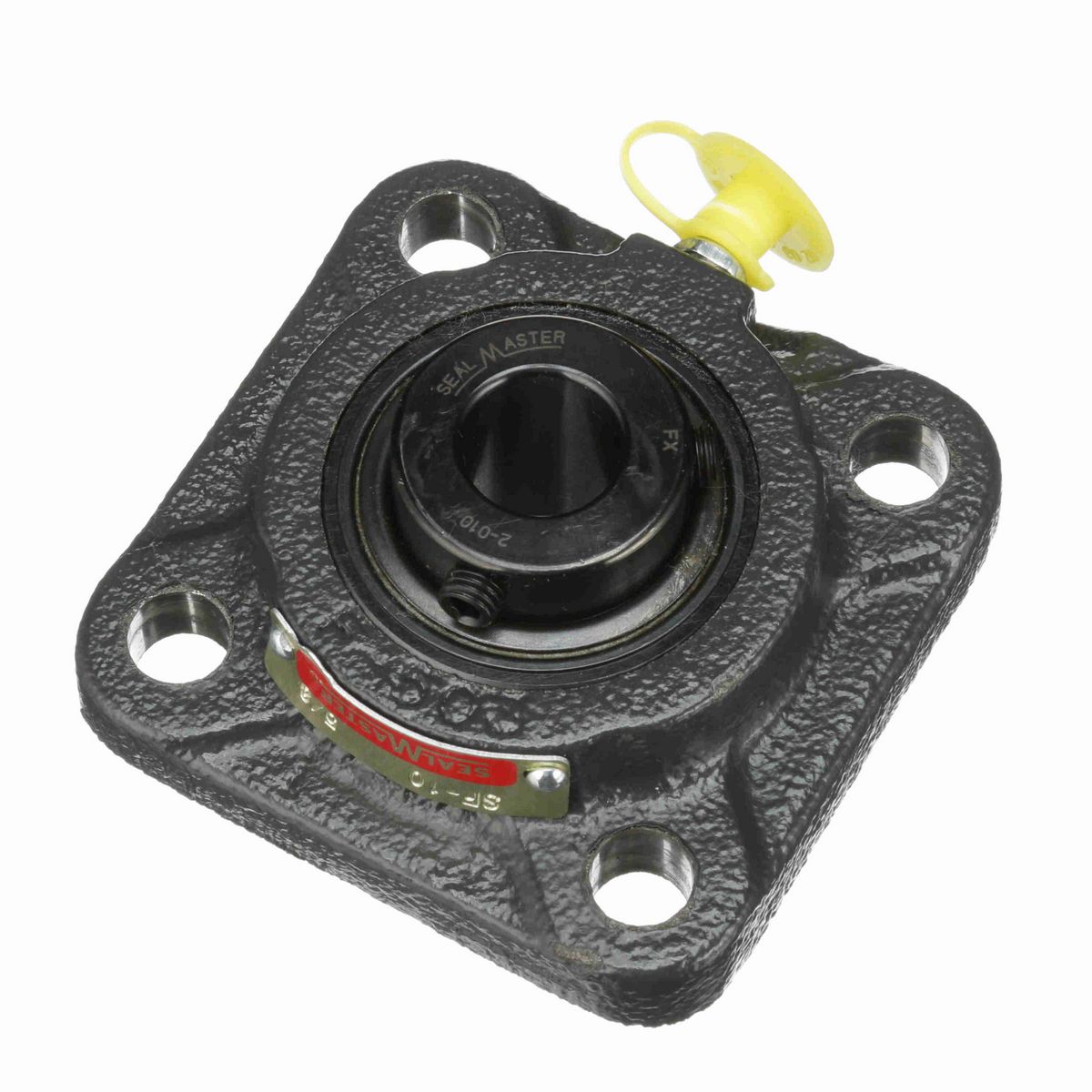 Sealmaster Mounted Cast Iron Four Bolt Flange Ball Bearing - 52100 Bearing Steel, Black Oxided - Setscrew Lock - SF-10