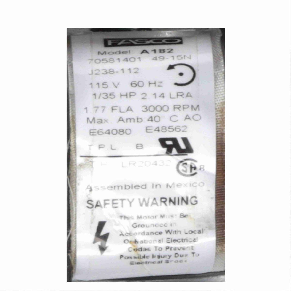 FASCO Rectangular Outlet Shaded Pole OEM Replacement Draft Inducer Blower, 115 Volts, Flange: No - A182