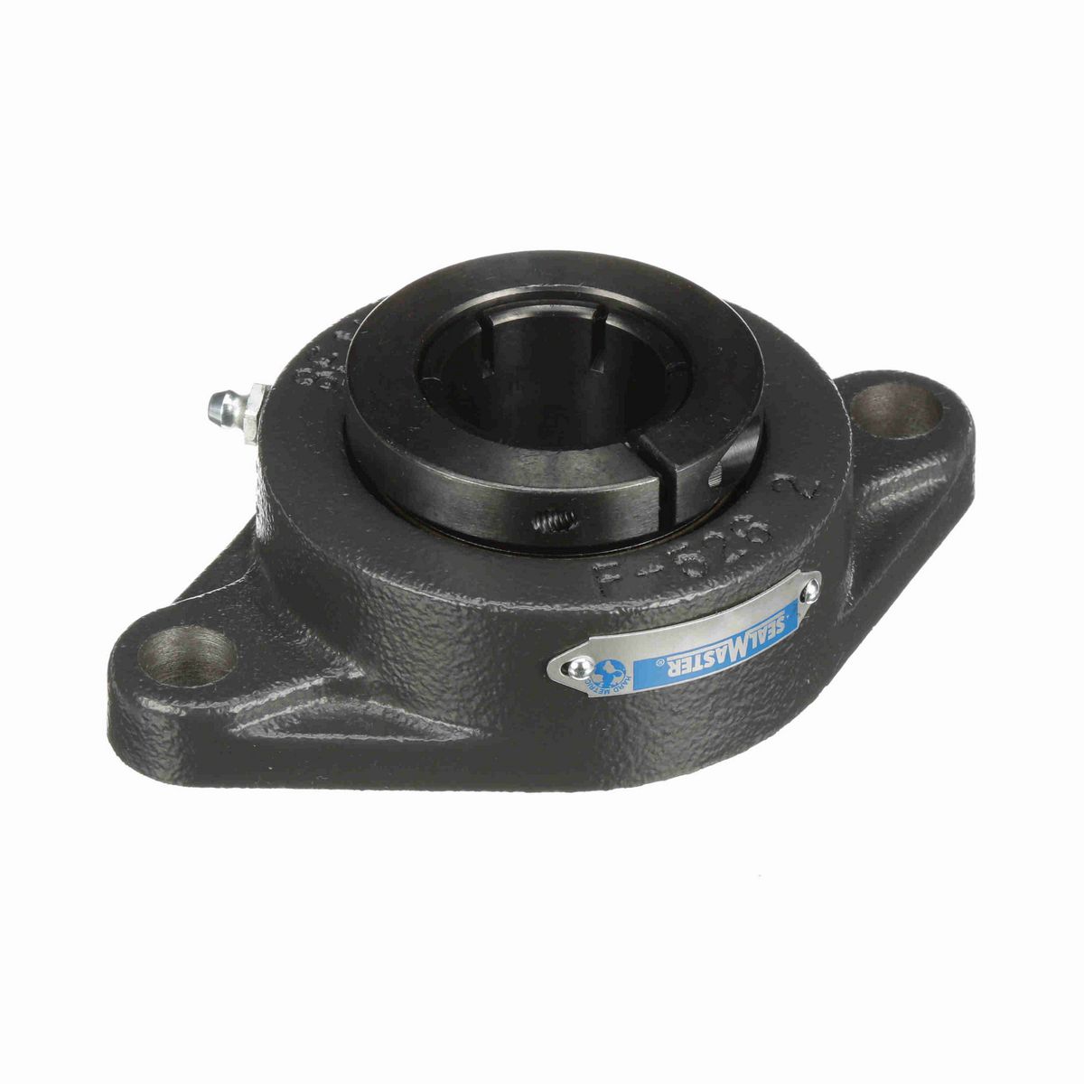 Sealmaster Mounted Cast Iron Two Bolt Flange Ball Bearing - 52100 Bearing Steel, Black Oxided - Concentric Lock - SFT-210TM