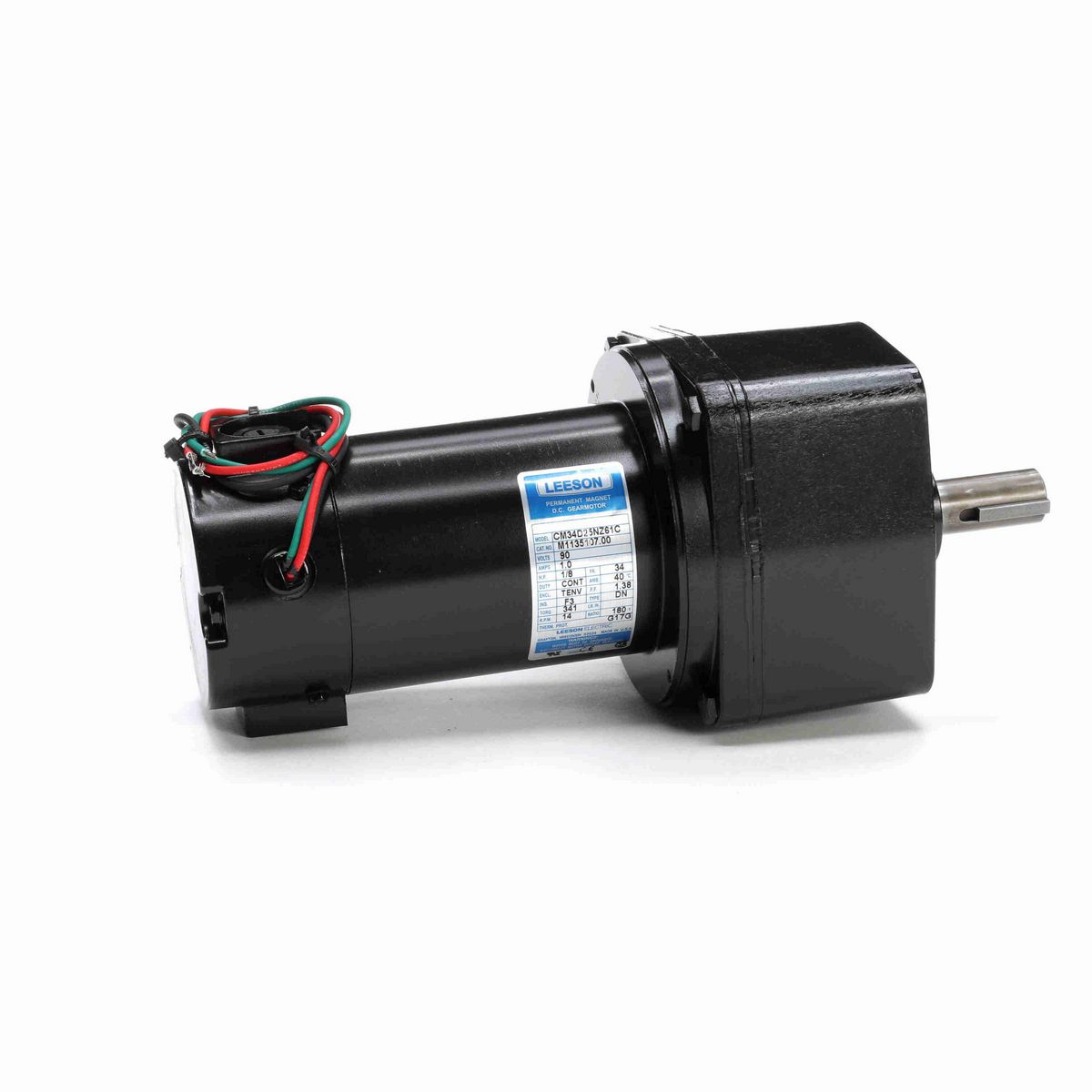LEESON Parallel Shaft Gearmotor, 0.13 HP, 90 V, 14 RPM, 34 Frame, TENV - M1135107.00