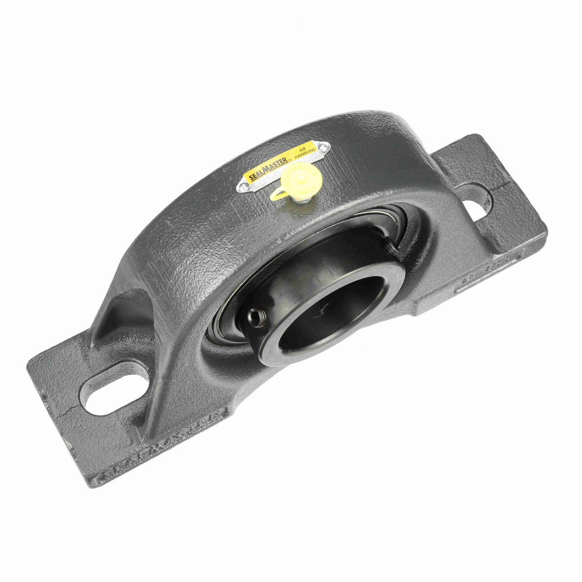 Sealmaster Mounted Cast Iron Two Bolt Pillow Block Ball Bearing - 52100 Bearing Steel, Black Oxided - Setscrew Lock - Air Handling Housing Fit, Noise Tested - SPM-39 CXU
