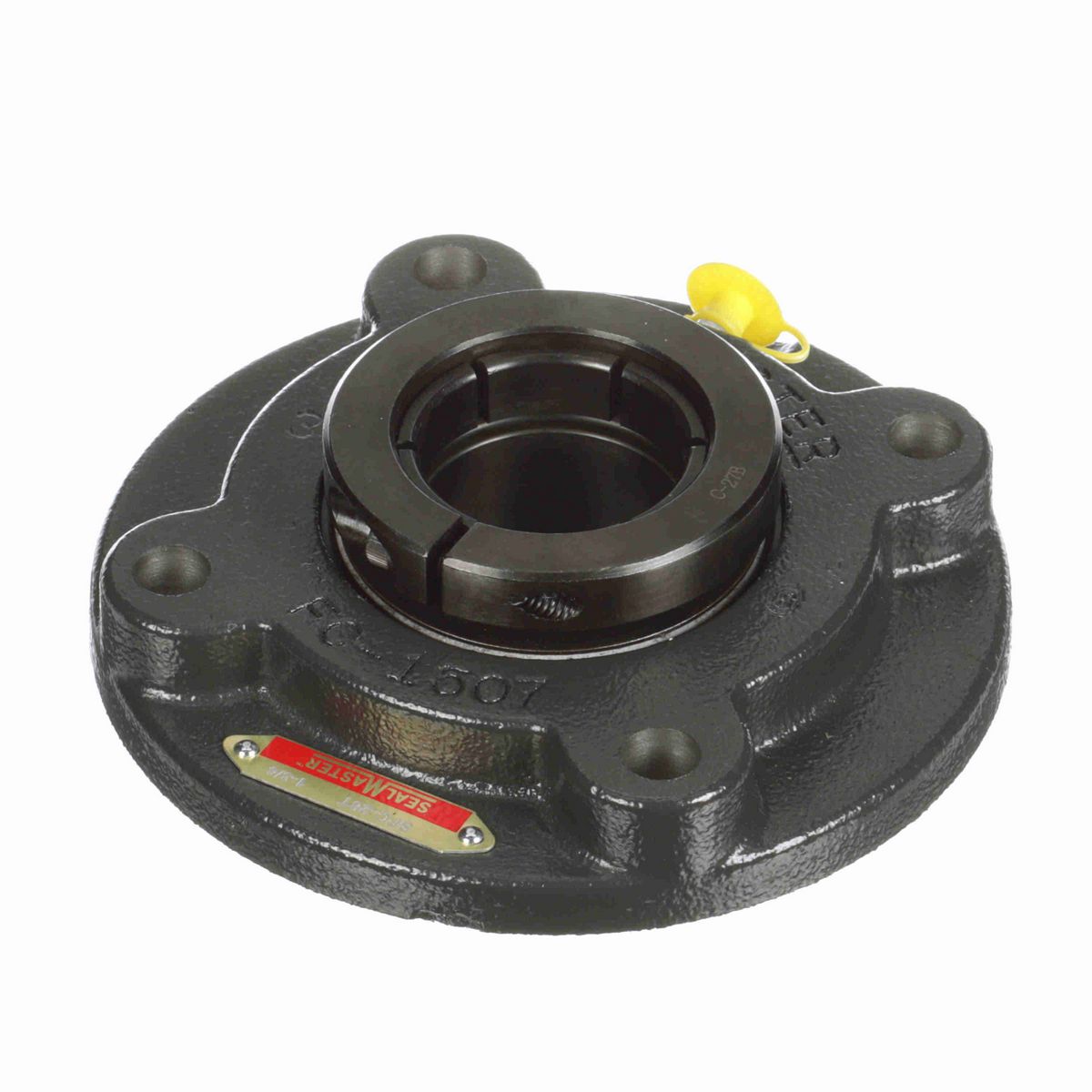 Sealmaster Mounted Cast Iron Flange Cartridge Ball Bearing - 52100 Bearing Steel, Black Oxided - Concentric Lock - SFC-28TC