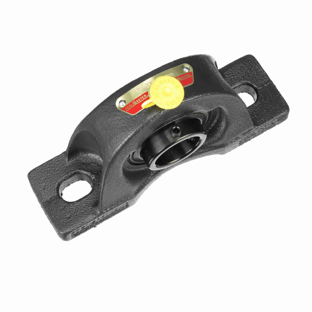 Sealmaster Mounted Cast Iron Two Bolt Pillow Block Ball Bearing - 52100 Bearing Steel, Black Oxided - Setscrew Lock - NP-206