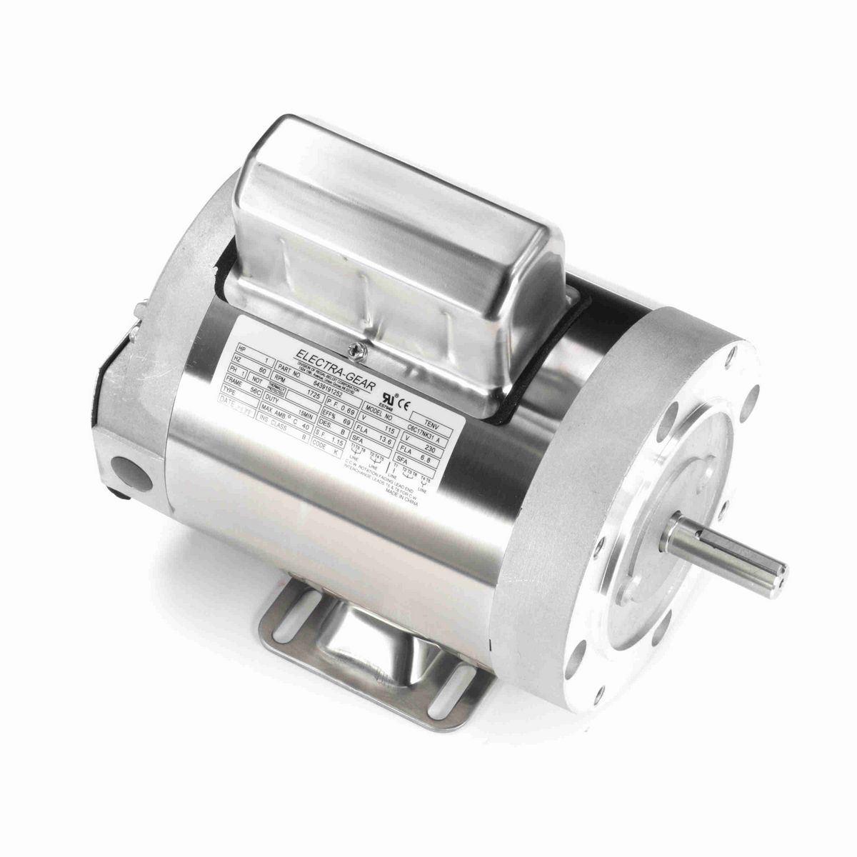 LEESON Boat Hoist Duty Motor, 1 HP, 1 Ph, 60 Hz, 115/230 V, 1800 RPM, 56C Frame, TENV - 6439191252