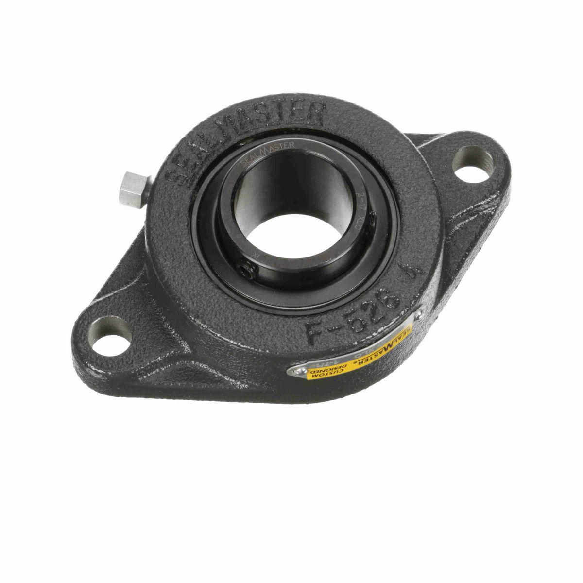 Sealmaster Mounted Cast Iron Two Bolt Flange Ball Bearing - 52100 Bearing Steel, Black Oxided - Setscrew Lock - Extra Low Drag - SFT-23 XLO