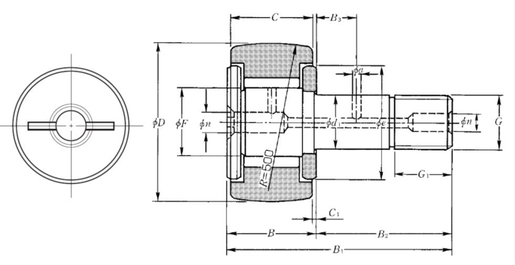 Cam follower with shaft NTN KRV47/3AS