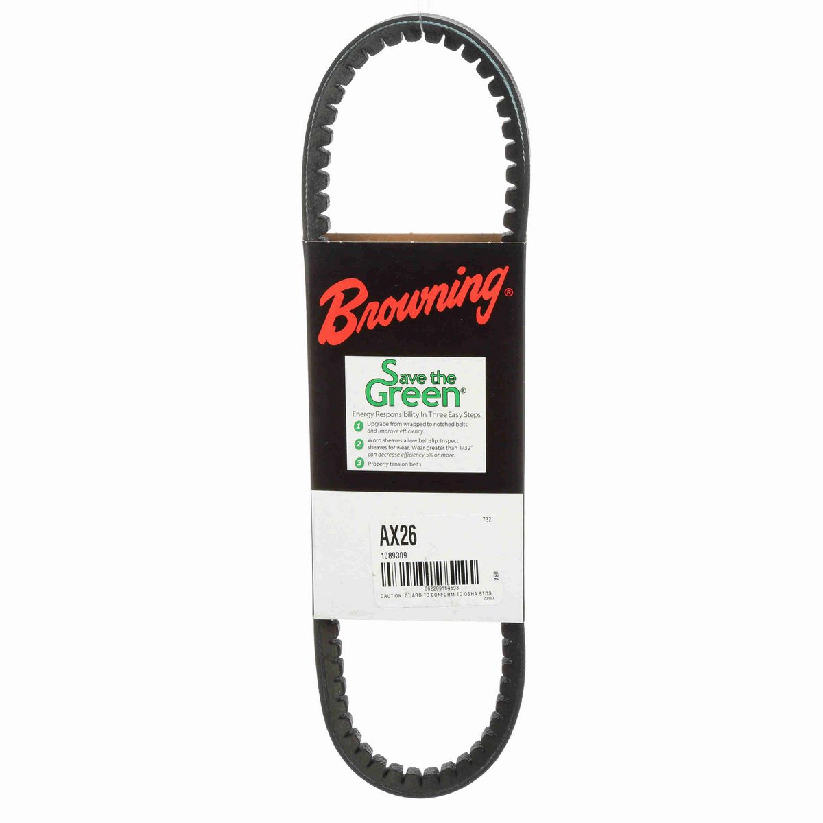 Browning EPDM Notched Belt 98% Efficient - AX26
