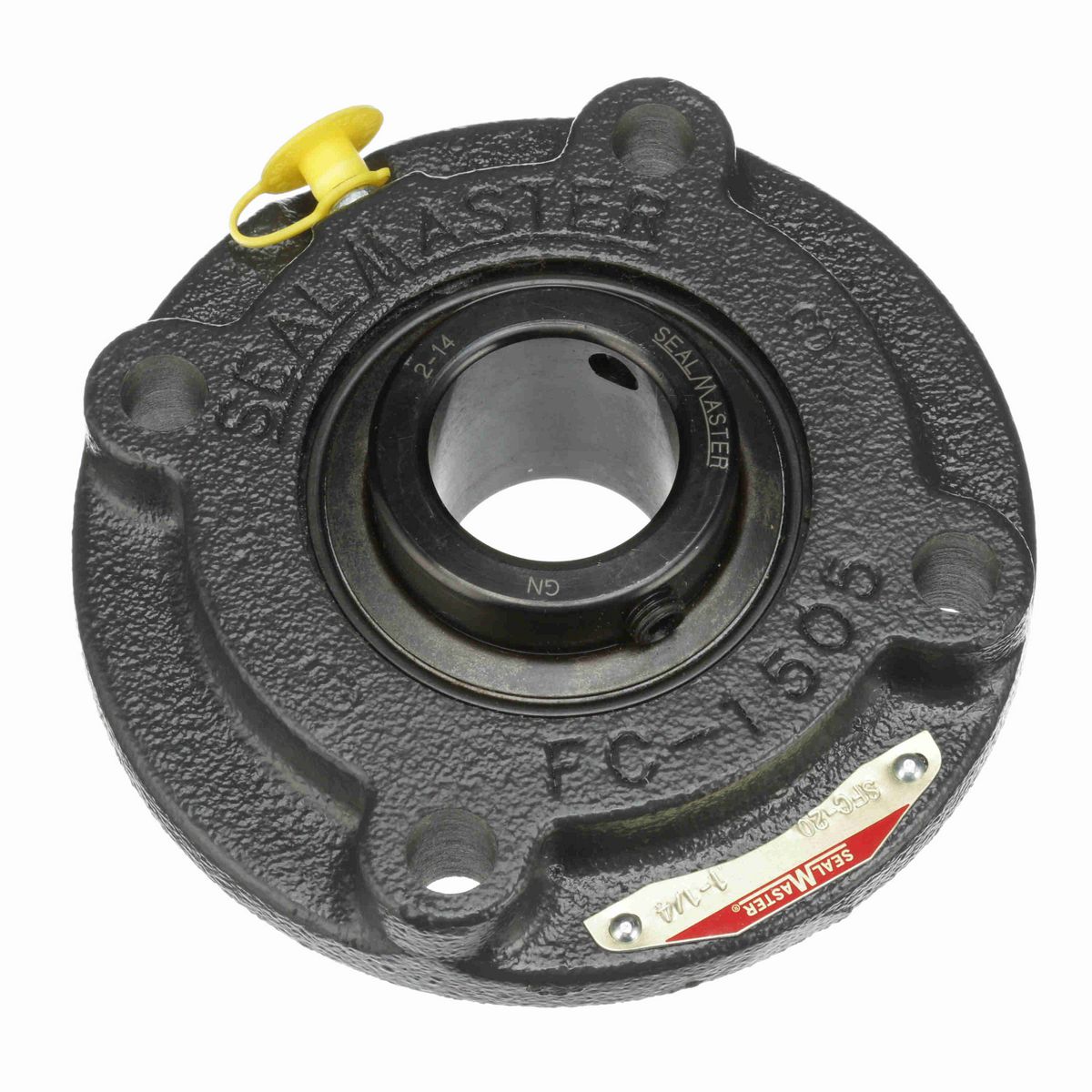 Sealmaster Mounted Cast Iron Flange Cartridge Ball Bearing - 52100 Bearing Steel, Black Oxided - Setscrew Lock - SFC-20