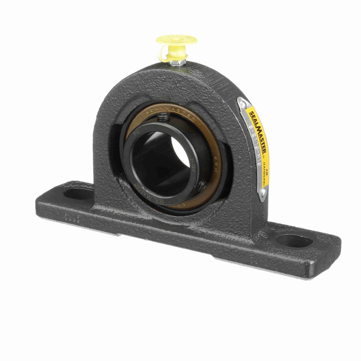 Sealmaster Mounted Cast Iron Two Bolt Pillow Block Ball Bearing - 52100 Bearing Steel, Black Oxided - Lock - S-2119-M19