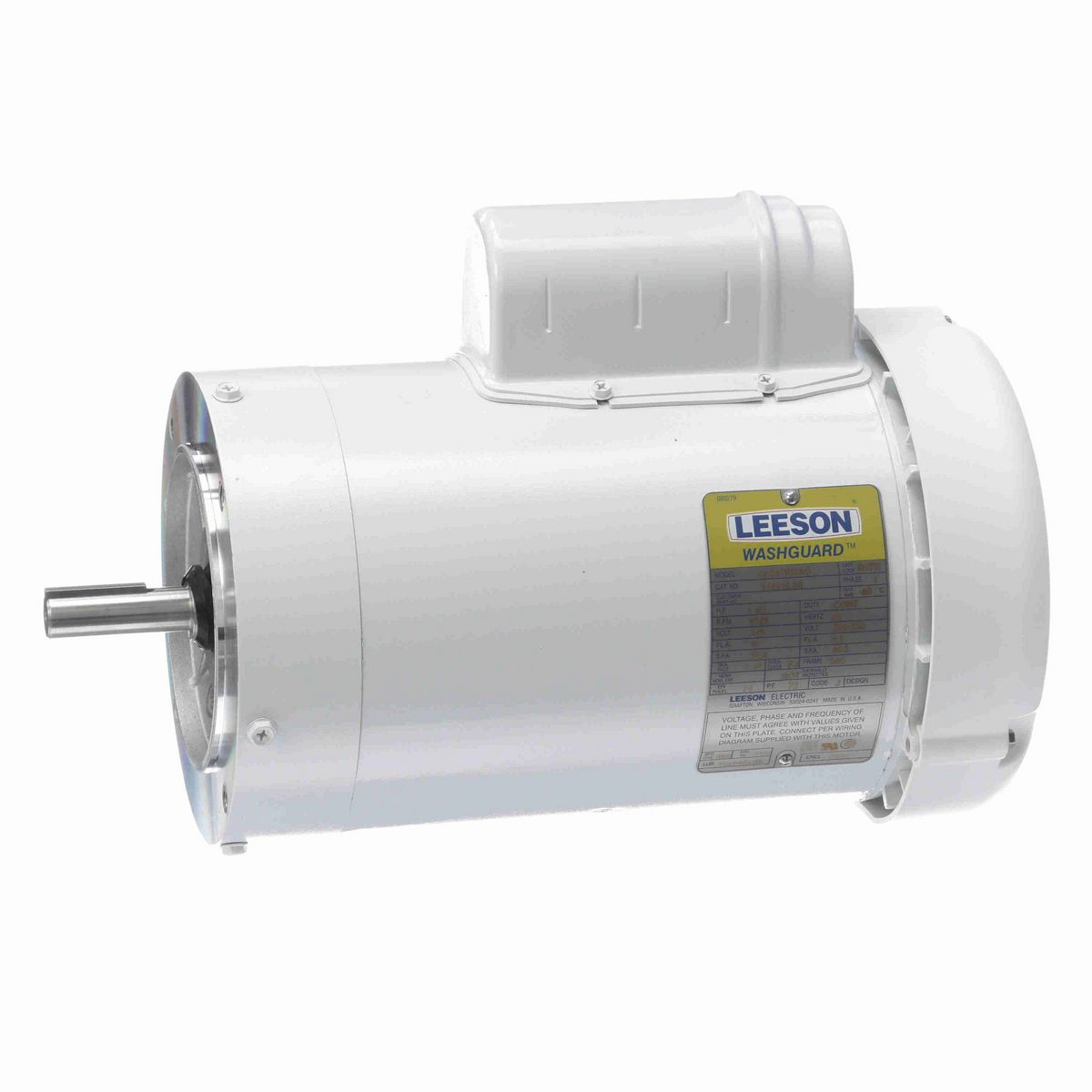 LEESON White Duck™ General Purpose Motor, 1.50 HP, 1 Ph, 60 Hz, 115/230 V, 1800 RPM, 56C Frame, TEFC - 114319.00