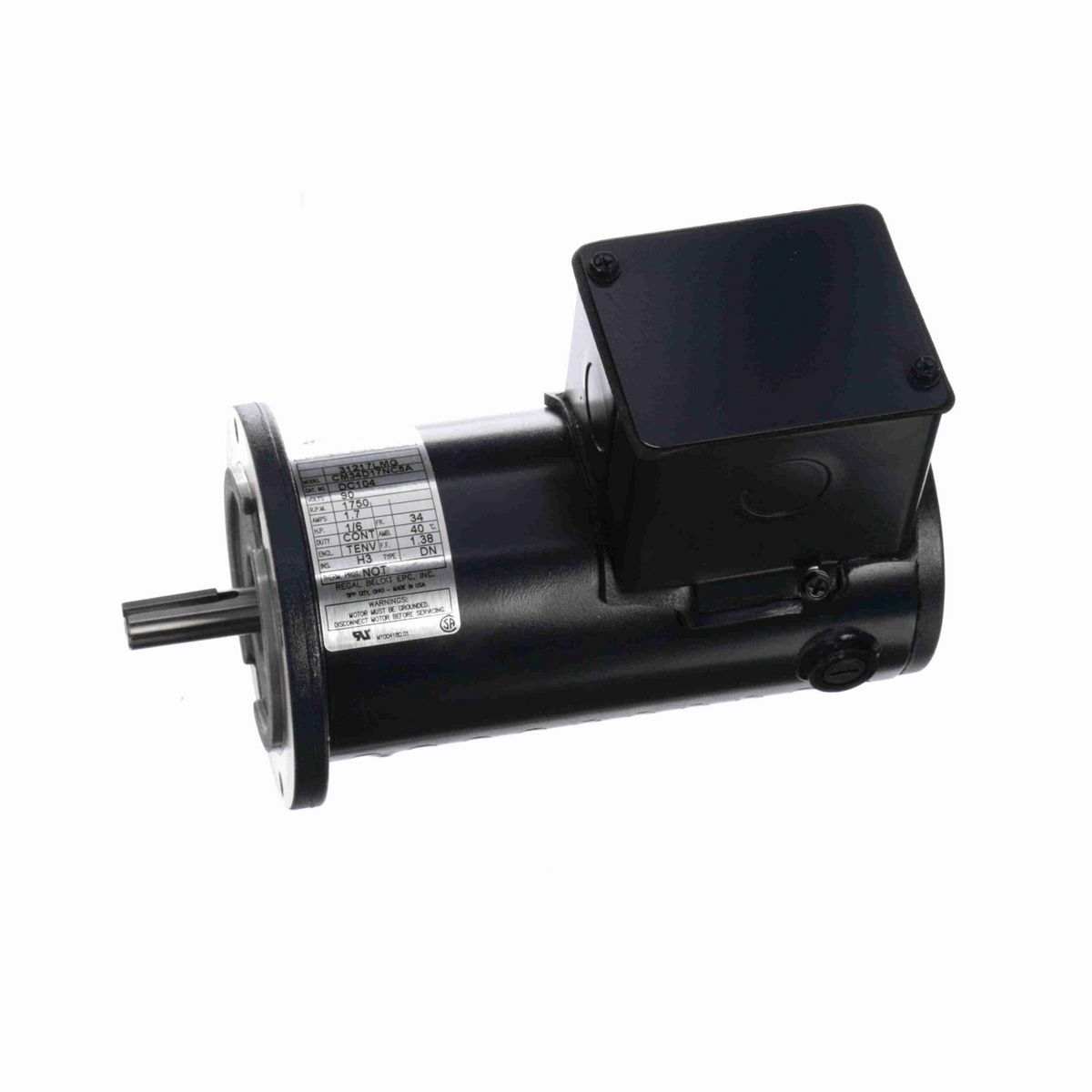 Century SCR Motor, 1/6 HP, 90 V, 1750 RPM, 34 Frame, TENV - DC104