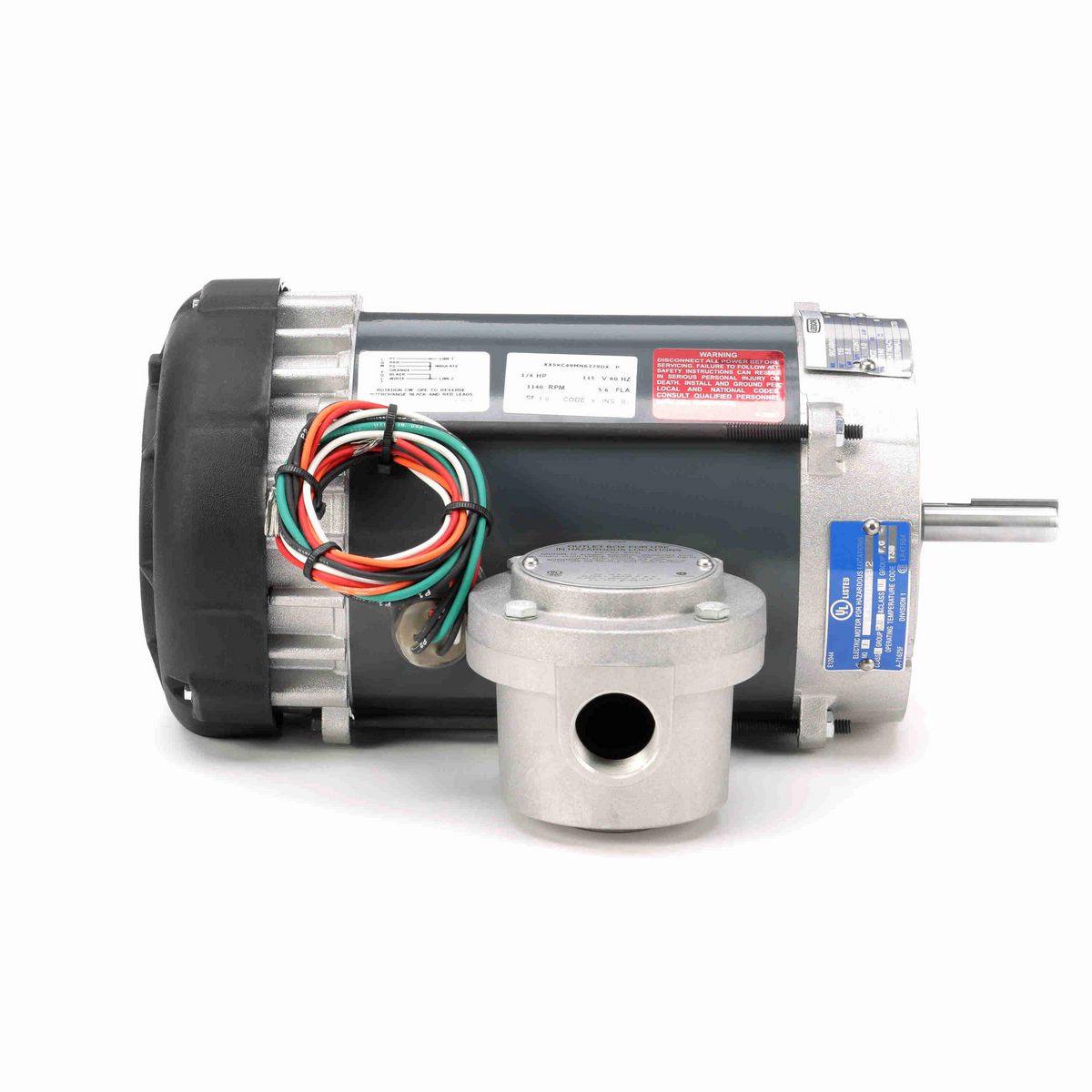 LEESON Explosion Proof Motor, 0.25 HP, 1 Ph, 60 Hz, 115 V, 1200 RPM, 56CZ Frame, EPFC - C1818