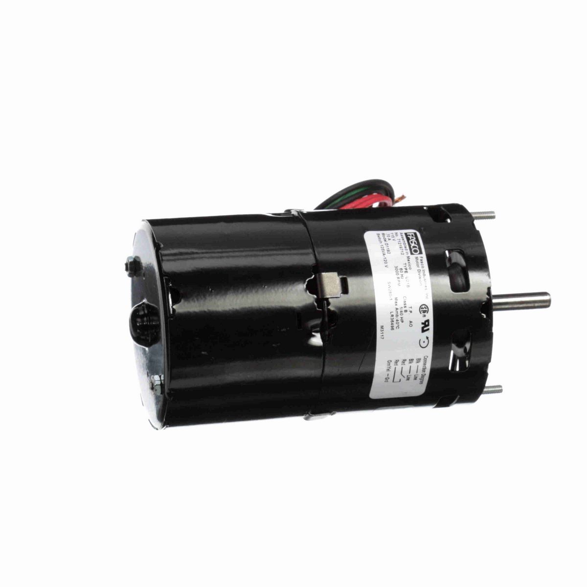 FASCO Draft Inducer Motor, 1/40 HP, 1 Ph, 60 Hz, 115 V, 3000 RPM, 1 Speed, 3.3" Diameter, OAO - D1192