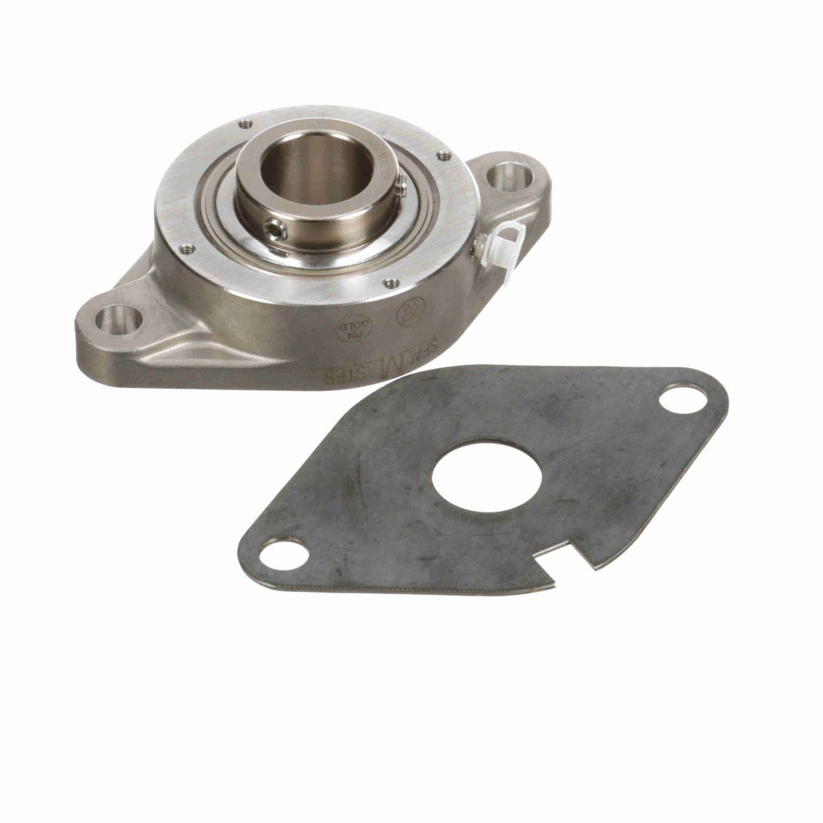 Sealmaster Mounted Stainless Steel Two Bolt Flange Ball Bearing - 52100 Bearing Steel, Phosphorus Nickel Coated - Setscrew Lock - Corrosion Resistant - CRBFTS-PN23