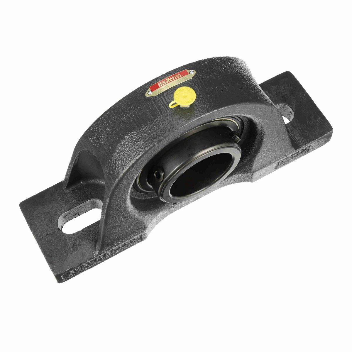 Sealmaster Mounted Cast Iron Two Bolt Pillow Block Ball Bearing - 52100 Bearing Steel, Black Oxided - Double Setscrew Lock - MPD-43