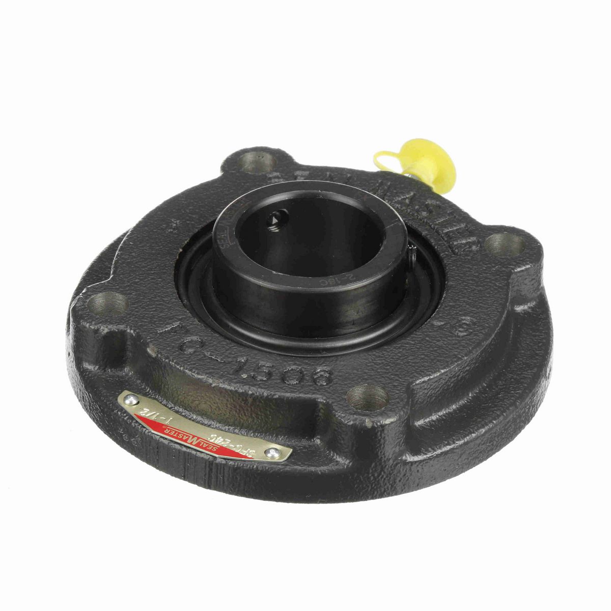 Sealmaster Mounted Cast Iron Flange Cartridge Ball Bearing - 52100 Bearing Steel, Black Oxided - Setscrew Lock - SFC-24C