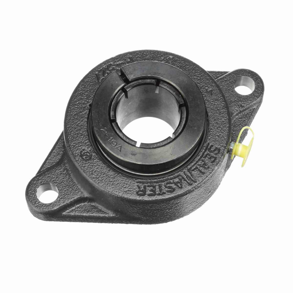 Sealmaster Mounted Cast Iron Two Bolt Flange Ball Bearing - 52100 Bearing Steel, Black Oxided - Concentric Lock - SFT-24T