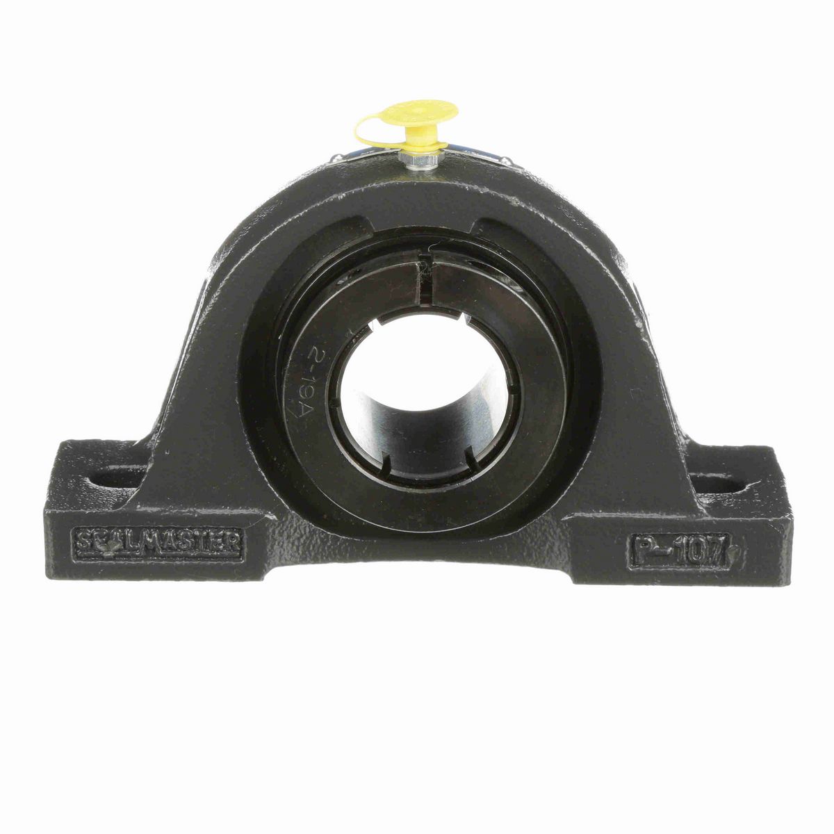 Sealmaster Mounted Cast Iron Two Bolt Pillow Block Ball Bearing - 52100 Bearing Steel, Black Oxided - Concentric Lock - NP-208TMC