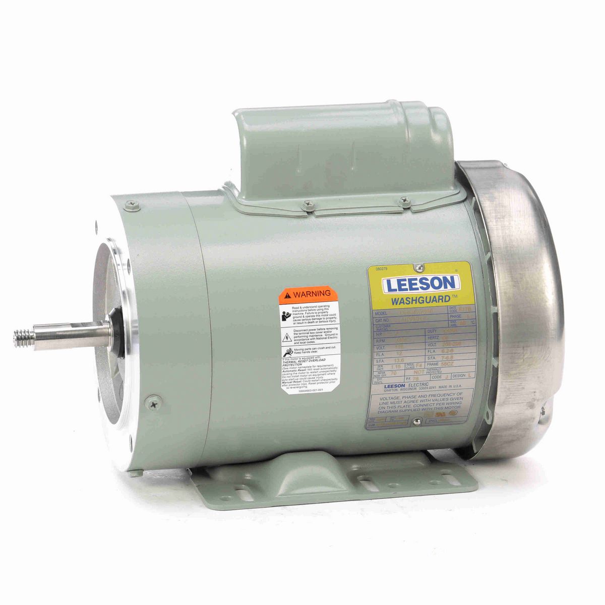 LEESON General Purpose Farm Duty Motor, 1 HP, 1 Ph, 60 Hz, 115/230 V, 3600 RPM, 56CZ Frame, TEFC - 119228.00