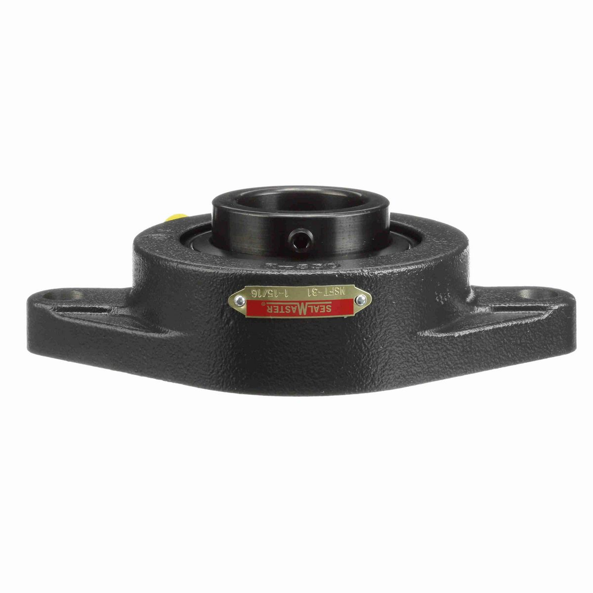Sealmaster Mounted Cast Iron Two Bolt Flange Ball Bearing - 52100 Bearing Steel, Black Oxided - Setscrew Lock - MSFT-31