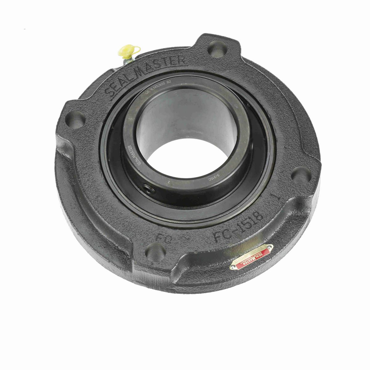 Sealmaster Mounted Cast Iron Flange Cartridge Ball Bearing - 52100 Bearing Steel, Black Oxided - Setscrew Lock - MFC-63C
