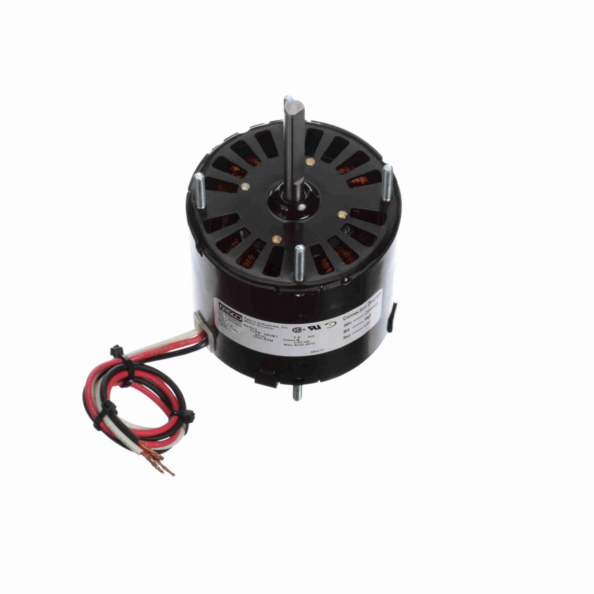 FASCO Fan and Blower Motor, 1/30 HP, 1 Ph, 60 Hz, 115 V, 1500 RPM, 2 Speed, 3.3" Diameter, OAO - D181