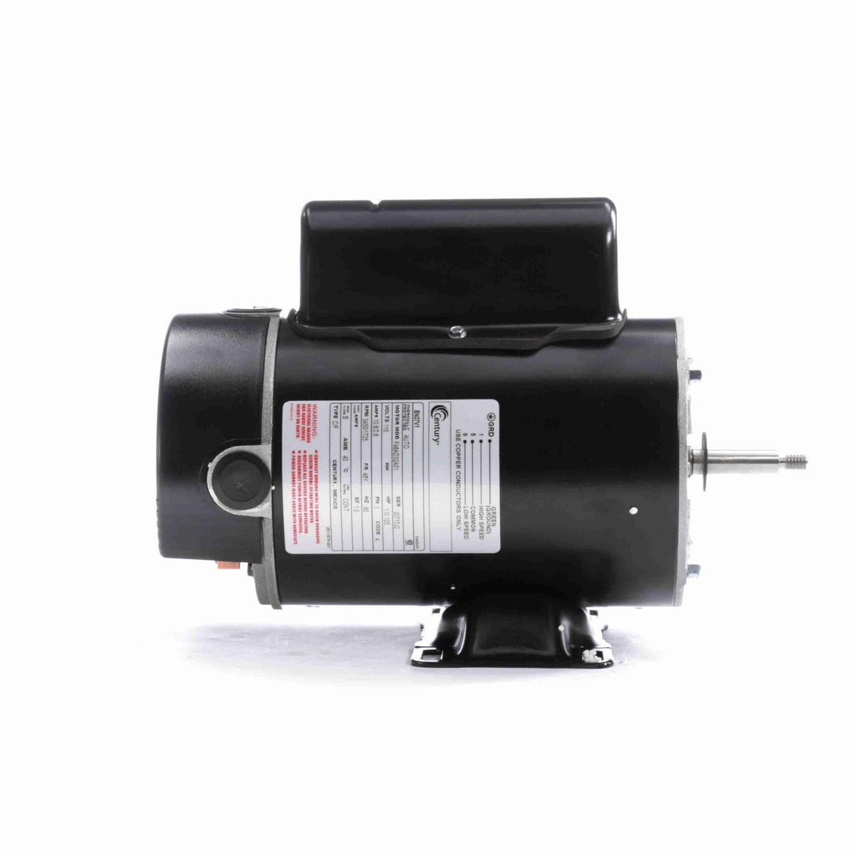 Century Pool Pump Motor, 1.0/.125 HP, 1 Ph, 60 Hz, 115 V, 3600 RPM, 48Y Frame, DP - BN37V1