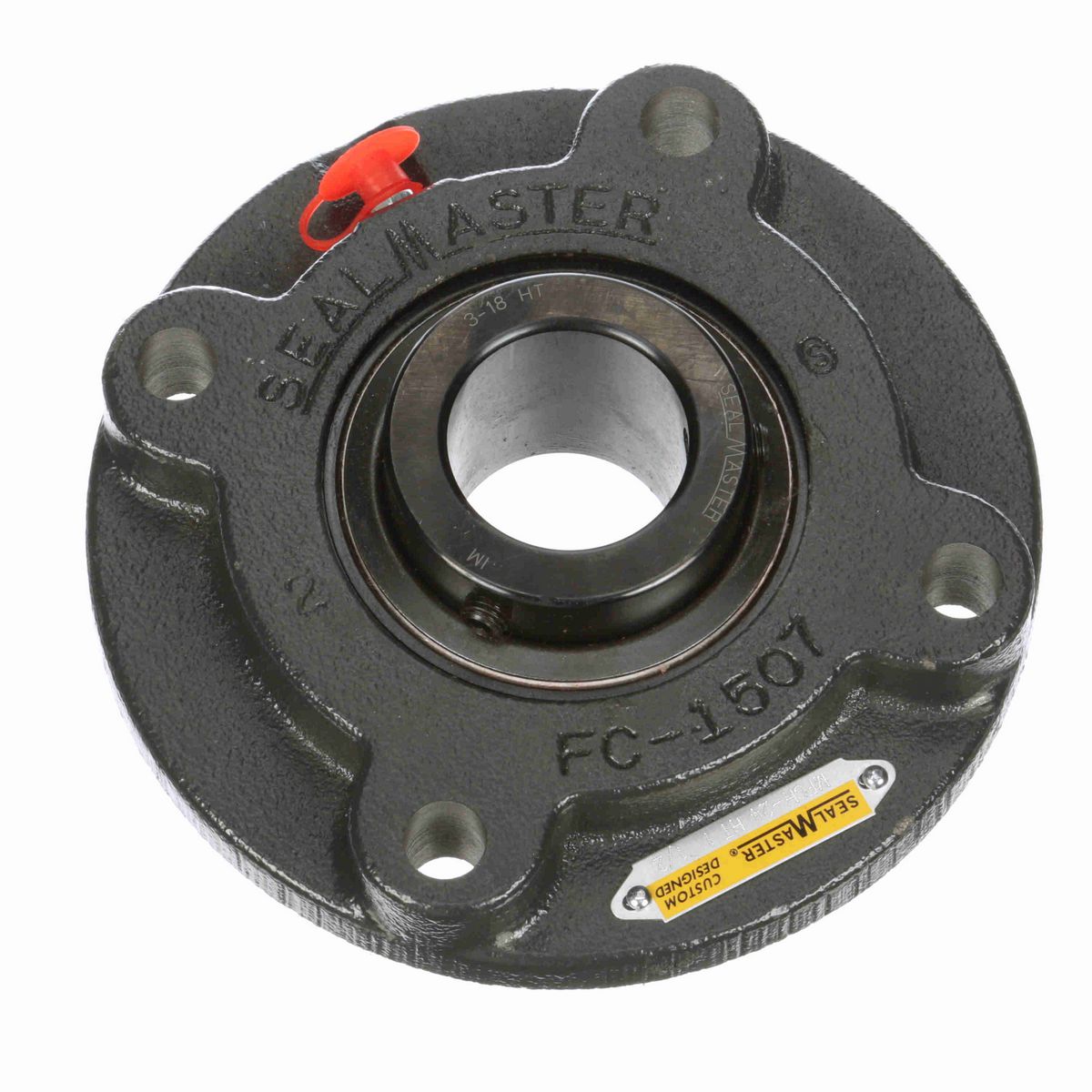 Sealmaster Mounted Cast Iron Flange Cartridge Ball Bearing - 52100 Bearing Steel, Black Oxided - Setscrew Lock - High Temperature - MFCH-24 HT