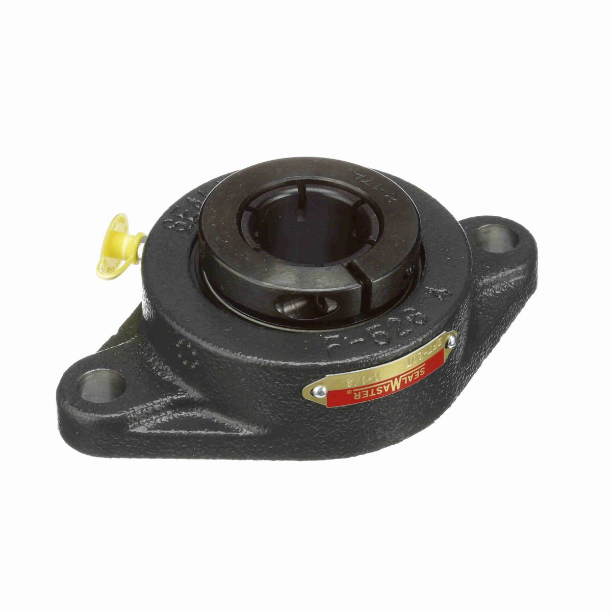 Sealmaster Mounted Cast Iron Two Bolt Flange Ball Bearing - 52100 Bearing Steel, Black Oxided - Concentric Lock - SFT-20T