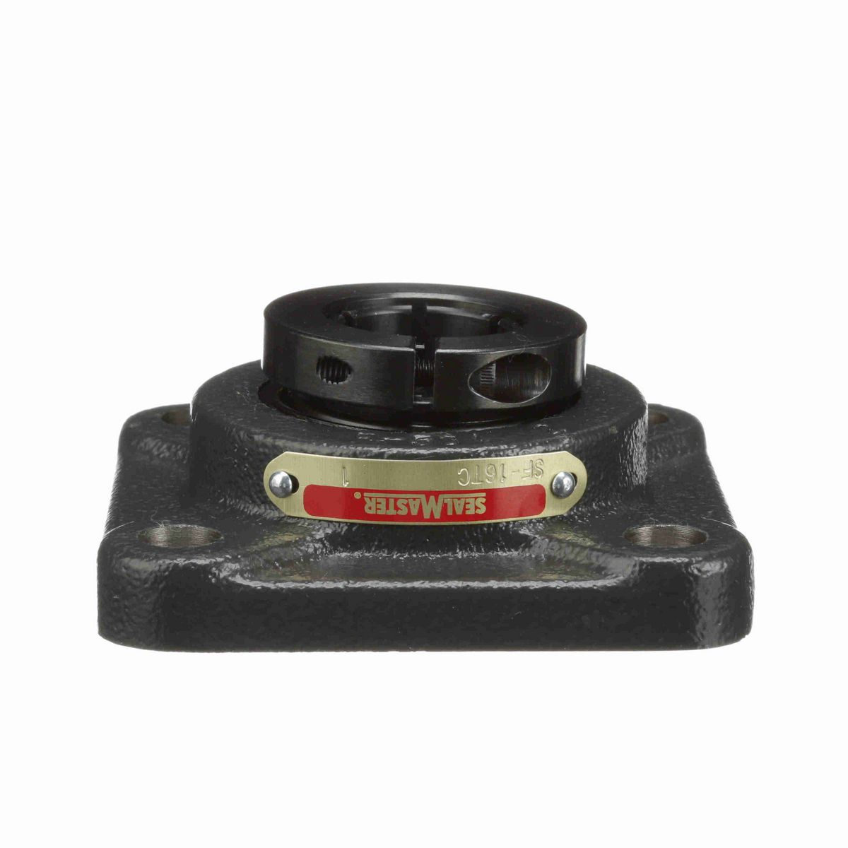 Sealmaster Mounted Cast Iron Four Bolt Flange Ball Bearing - 52100 Bearing Steel, Black Oxided - Concentric Lock - SF-16TC