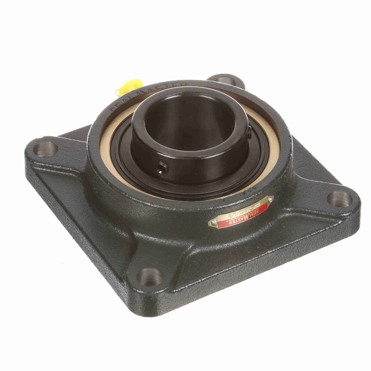 Sealmaster Mounted Cast Iron Four Bolt Flange Ball Bearing - 52100 Bearing Steel, Black Oxided - Setscrew Lock - ESF-36