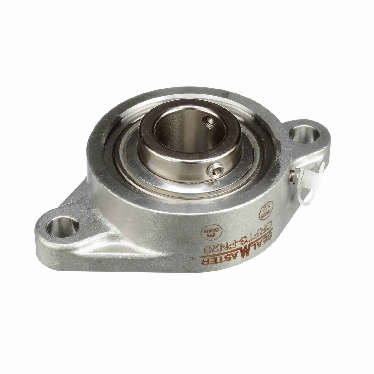 Sealmaster Mounted Stainless Steel Two Bolt Flange Ball Bearing - 52100 Bearing Steel, Phosphorus Nickel Coated - Setscrew Lock - Corrosion Resistant - CRFTS-PN20