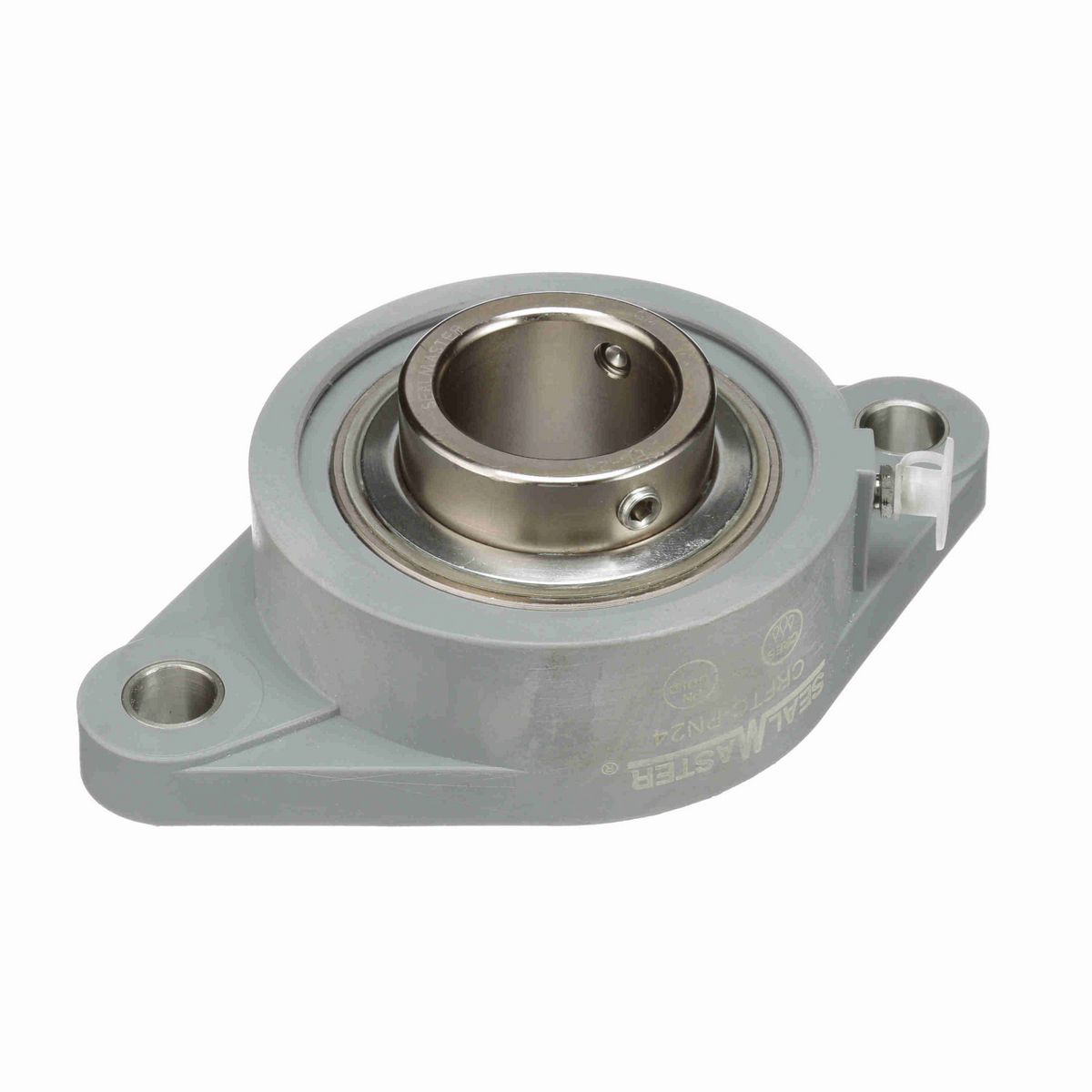 Sealmaster Mounted Composite Two Bolt Flange Ball Bearing - 52100 Bearing Steel, Phosphorus Nickel Coated - Setscrew Lock - Corrosion Resistant - CRFTC-PN24