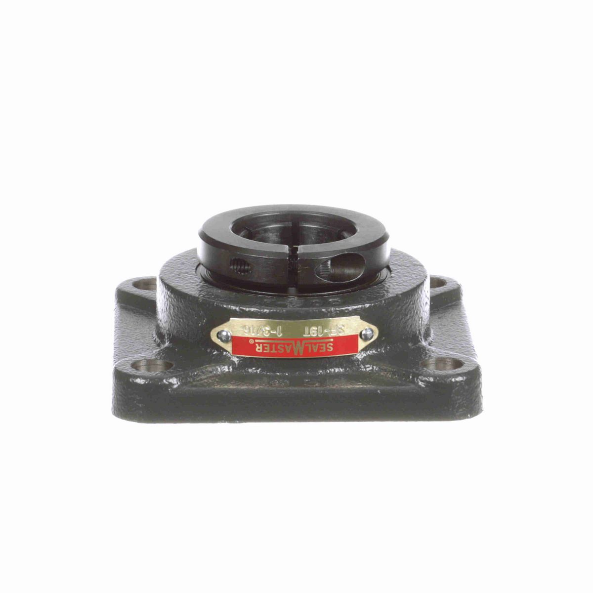 Sealmaster Mounted Cast Iron Four Bolt Flange Ball Bearing - 52100 Bearing Steel, Black Oxided - Concentric Lock - SF-19T