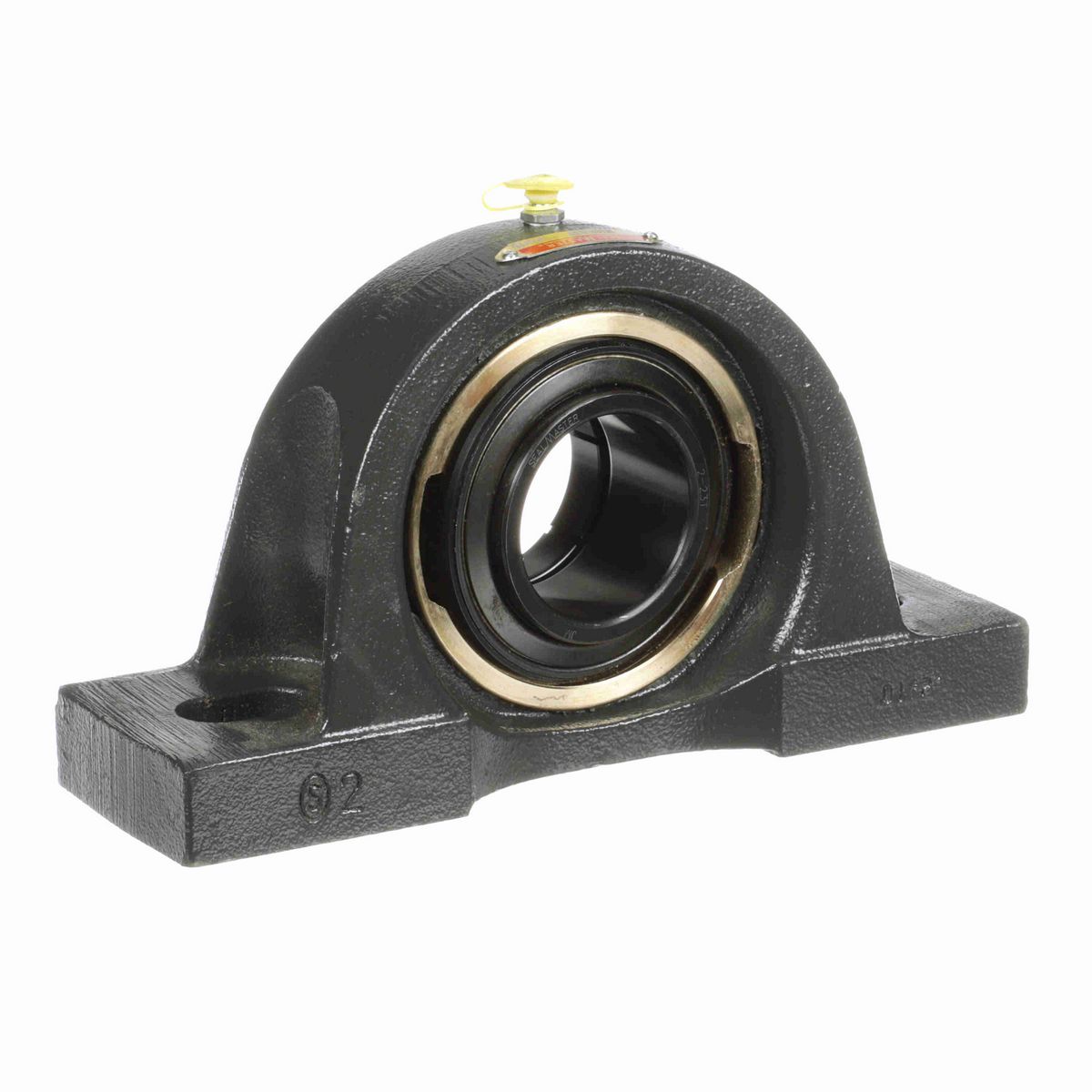 Sealmaster Mounted Cast Iron Two Bolt Pillow Block Ball Bearing - 52100 Bearing Steel, Black Oxided - Concentric Lock - EMP-35T