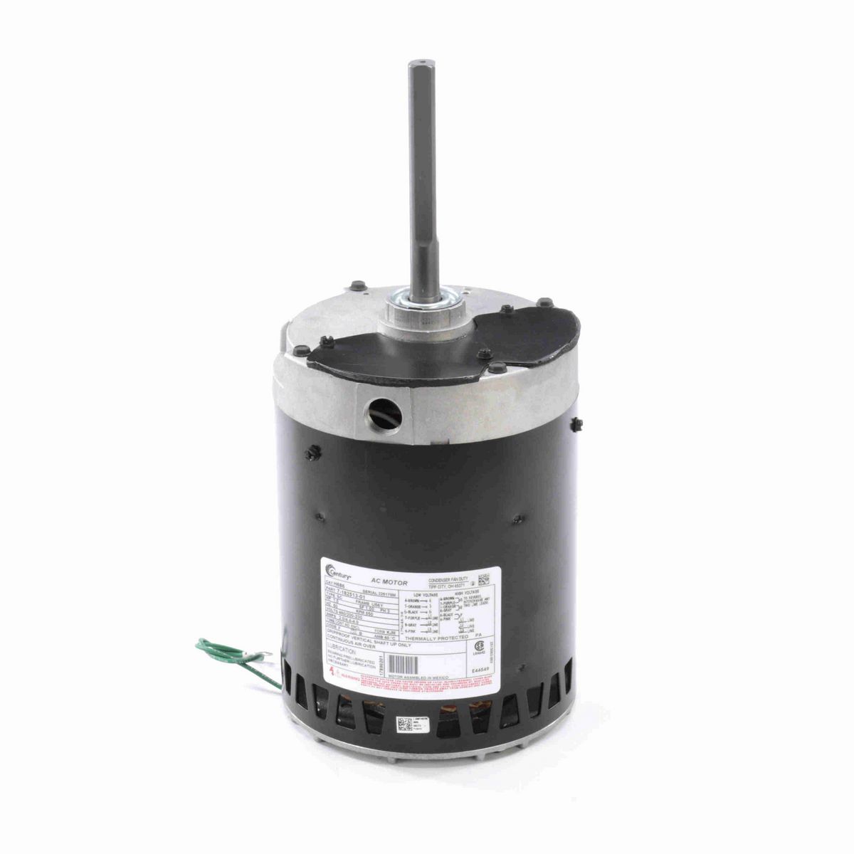 Century Condenser Fan Motor, 1.0 HP, 3 Ph, 60 Hz, 460/200-230 V, 900 RPM, U56Y Frame, OPEN - H686
