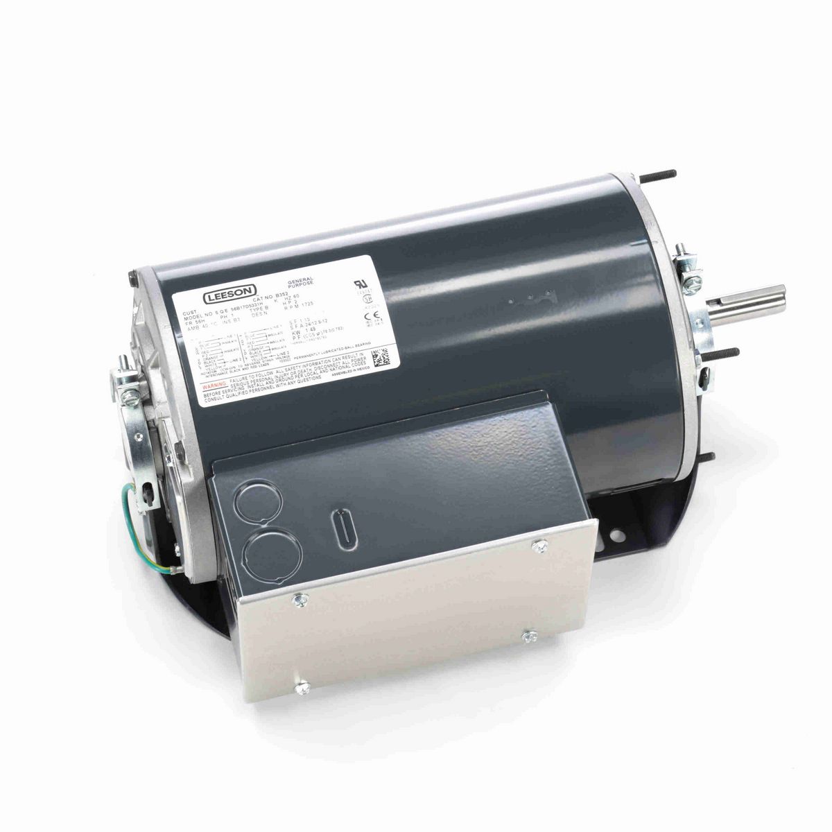 LEESON Fan and Blower Motor, 2 HP, 1 Ph, 60 Hz, 115/208-230 V, 1800 RPM, 56H Frame, DP - B352