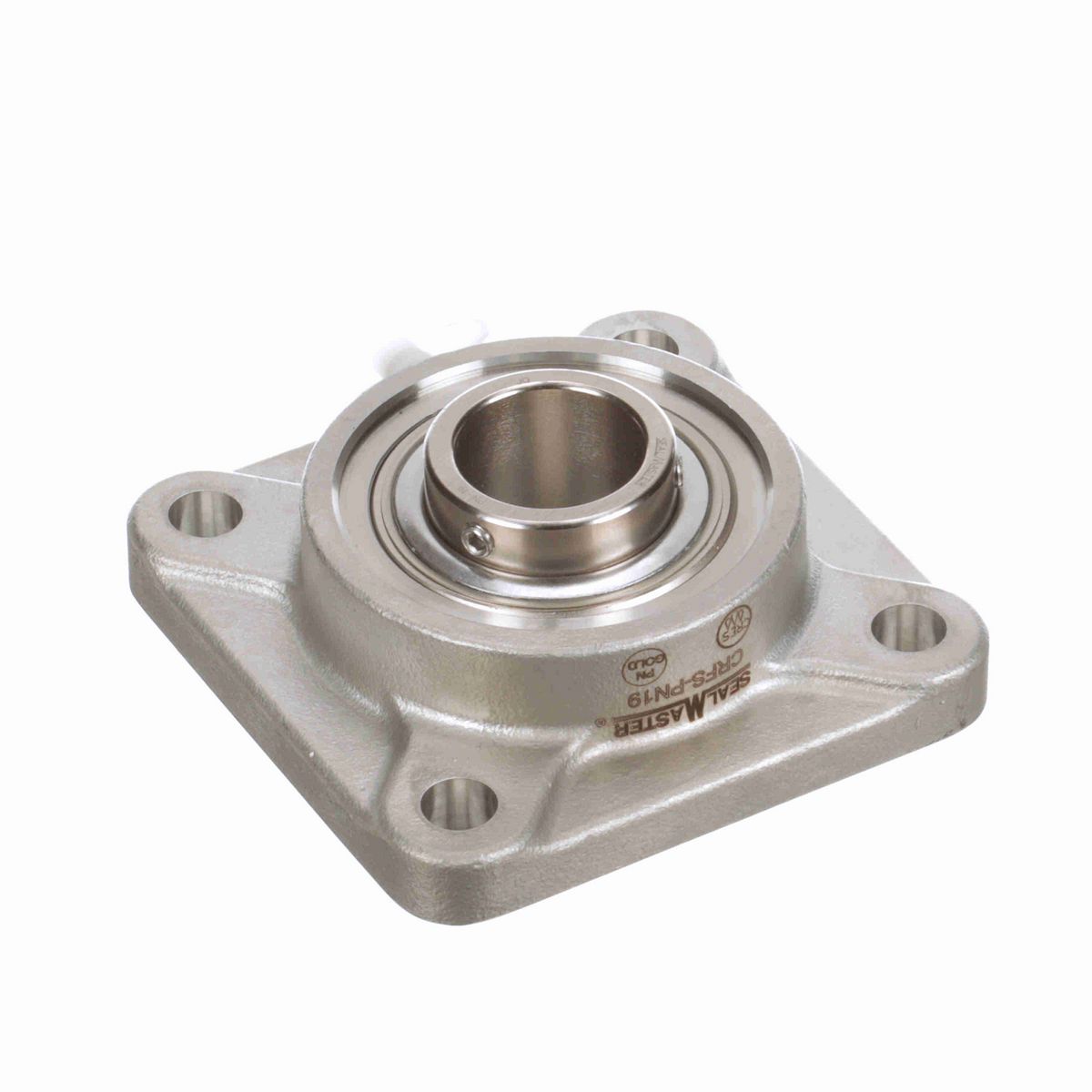 Sealmaster Mounted Stainless Steel Four Bolt Flange Ball Bearing - 52100 Bearing Steel, Phosphorus Nickel Coated - Setscrew Lock - Corrosion Resistant - CRFS-PN19