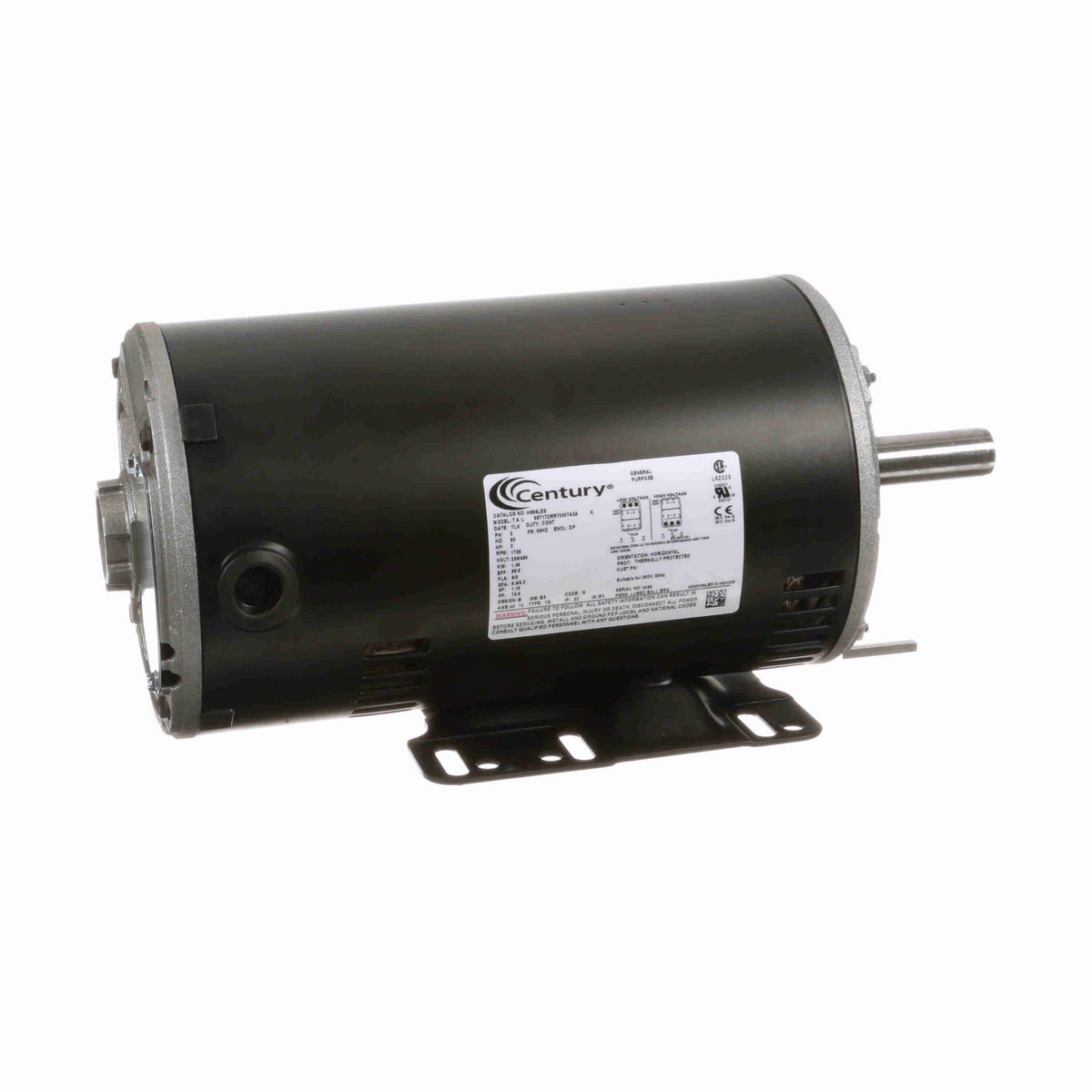 Century General Purpose Motor, 2 HP, 3 Ph, 60 Hz, 230/460 V, 1800 RPM, 56HZ Frame, DP - H886LES