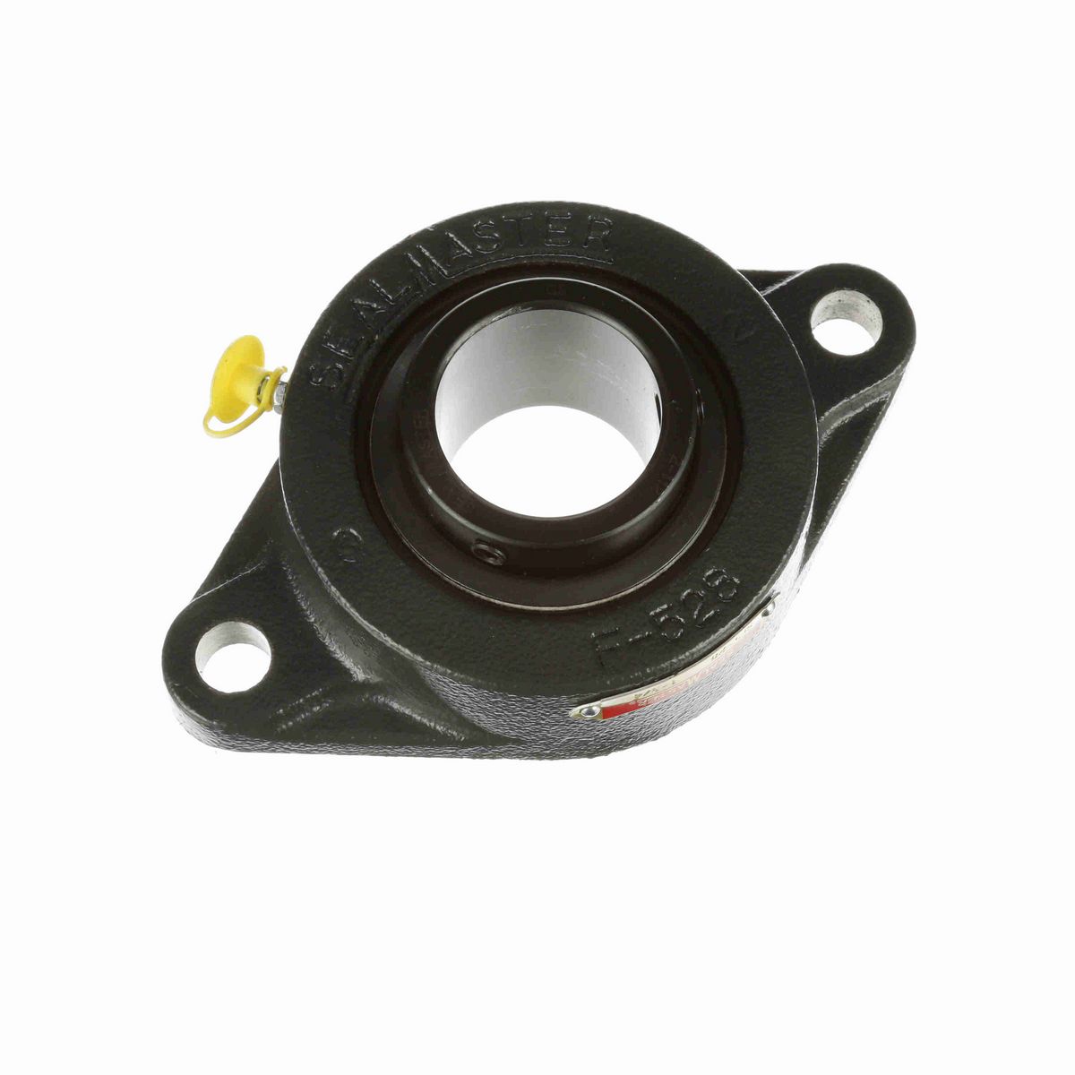 Sealmaster Mounted Cast Iron Two Bolt Flange Ball Bearing - 52100 Bearing Steel, Black Oxided - Setscrew Lock - SFT-28