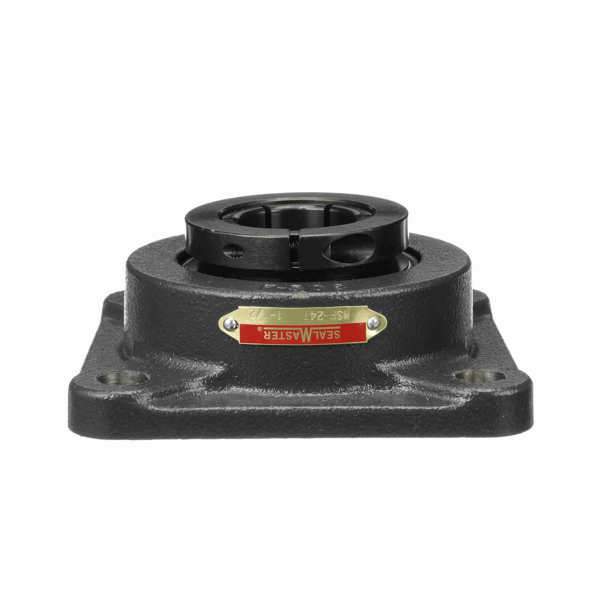Sealmaster Mounted Cast Iron Four Bolt Flange Ball Bearing - 52100 Bearing Steel, Black Oxided - Concentric Lock - MSF-24T