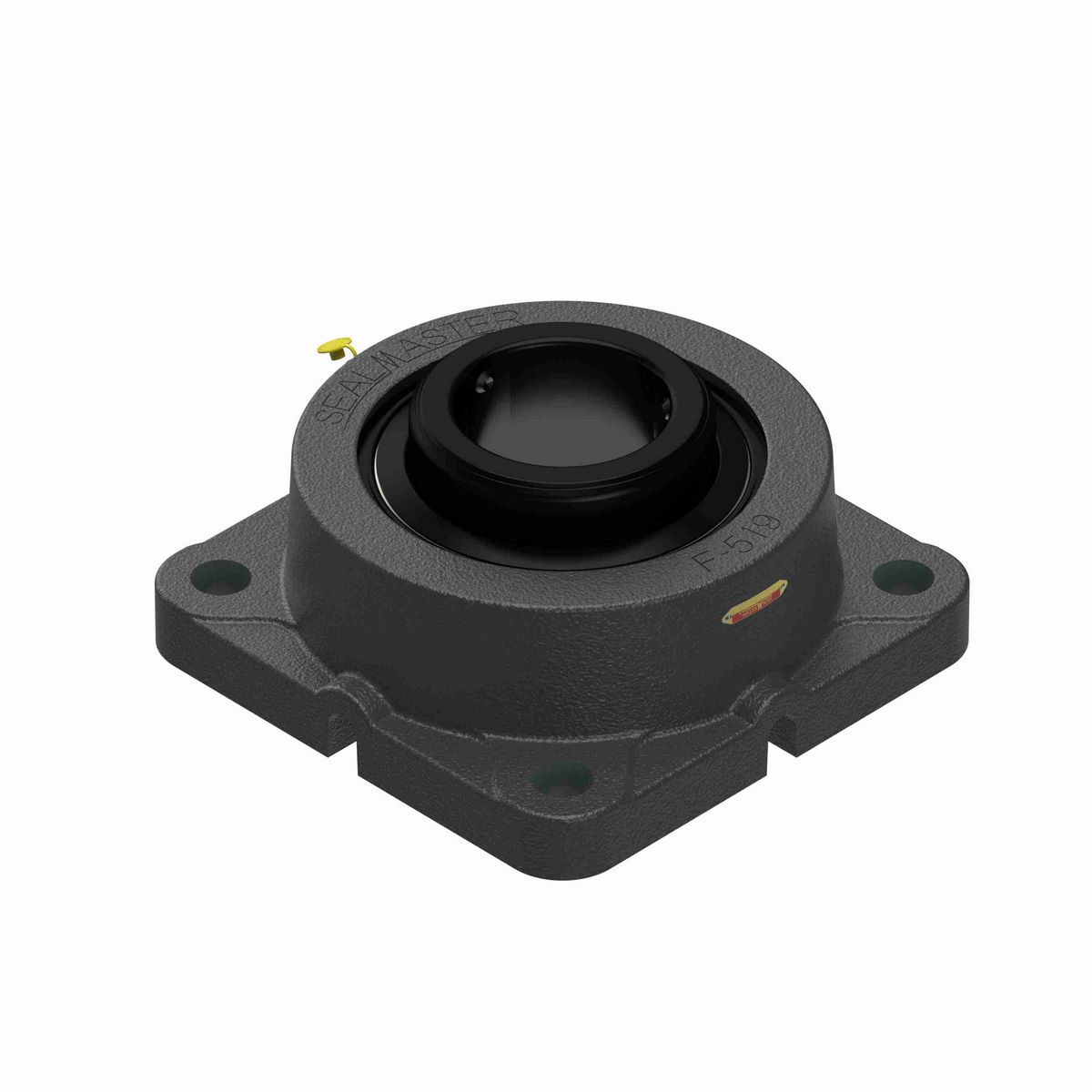 Sealmaster Mounted Cast Iron Four Bolt Flange Ball Bearing - 52100 Bearing Steel, Black Oxided - Double Setscrew Lock - MSFD-71