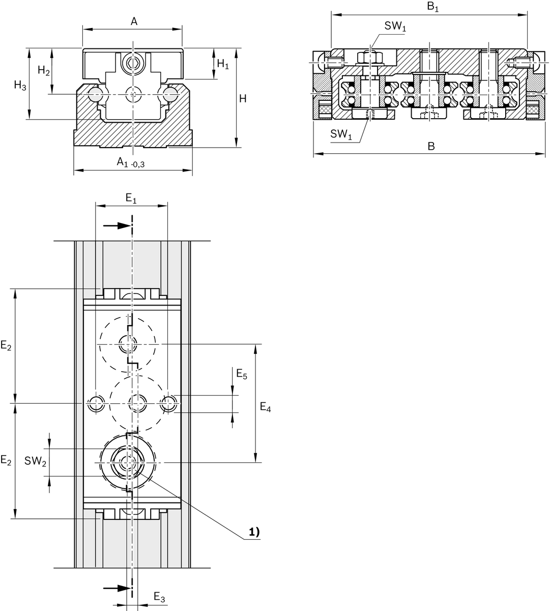 U-образная алюминиевая каретка с кулачковыми роликами Bosch Rexroth LWA-020-SNS-FN-E-0 [R190511900]