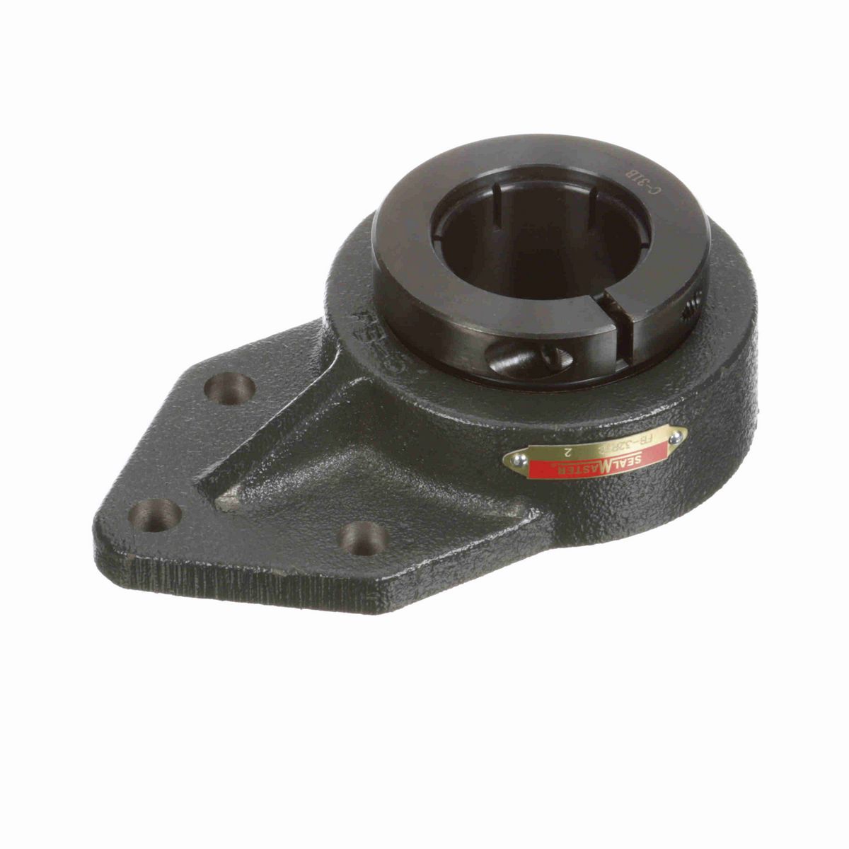 Sealmaster Mounted Cast Iron Three Bolt Flange Bracket Ball Bearing - 52100 Bearing Steel, Black Oxided - Concentric Lock - FB-32RTC