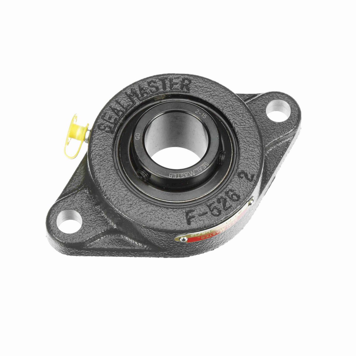 Sealmaster Mounted Cast Iron Two Bolt Flange Ball Bearing - 52100 Bearing Steel, Black Oxided - Setscrew Lock - SFT-21