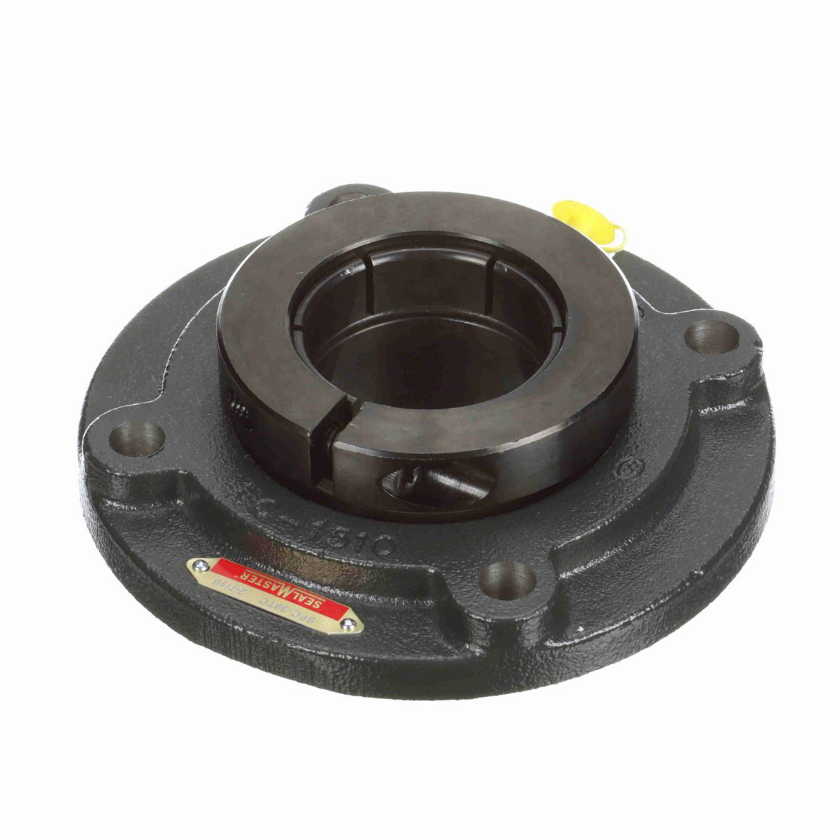 Sealmaster Mounted Cast Iron Flange Cartridge Ball Bearing - 52100 Bearing Steel, Black Oxided - Concentric Lock - SFC-39TC