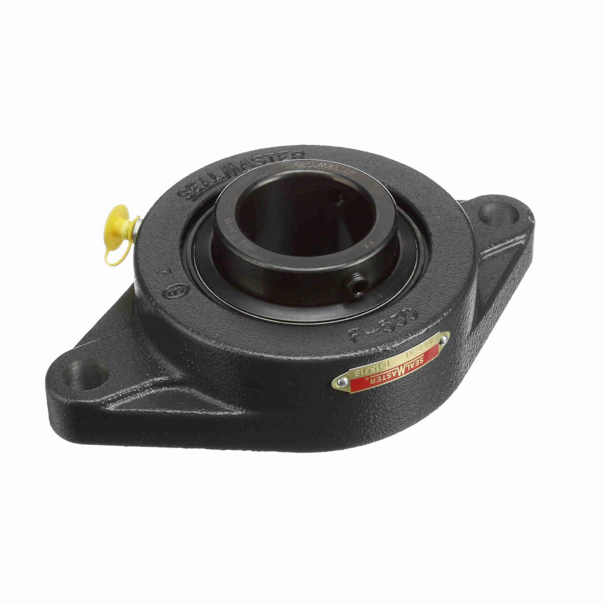 Sealmaster Mounted Cast Iron Two Bolt Flange Ball Bearing - 52100 Bearing Steel, Black Oxided - Setscrew Lock - MSFT-31