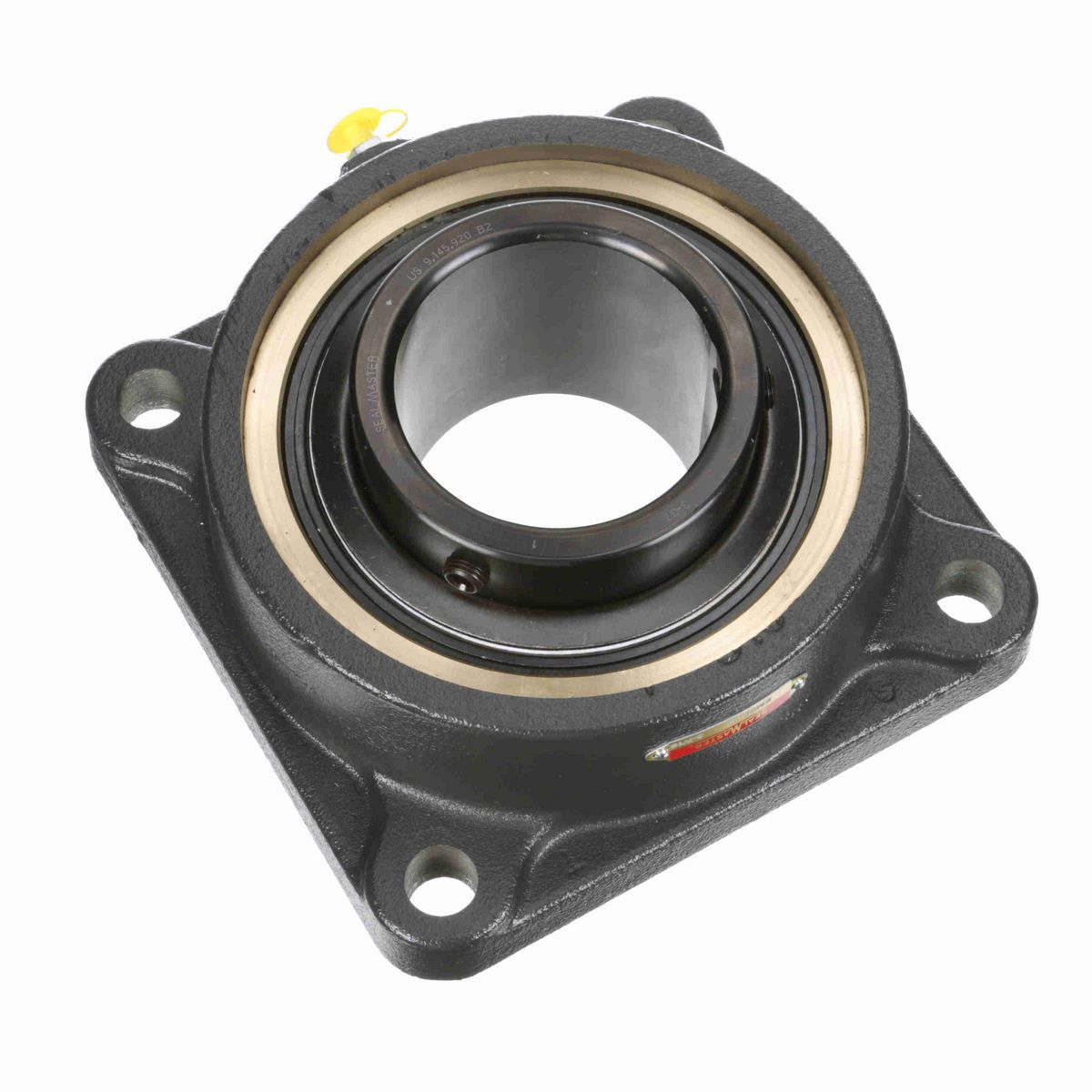 Sealmaster Mounted Cast Iron Four Bolt Flange Ball Bearing - 52100 Bearing Steel, Black Oxided - Setscrew Lock - EMSF-55