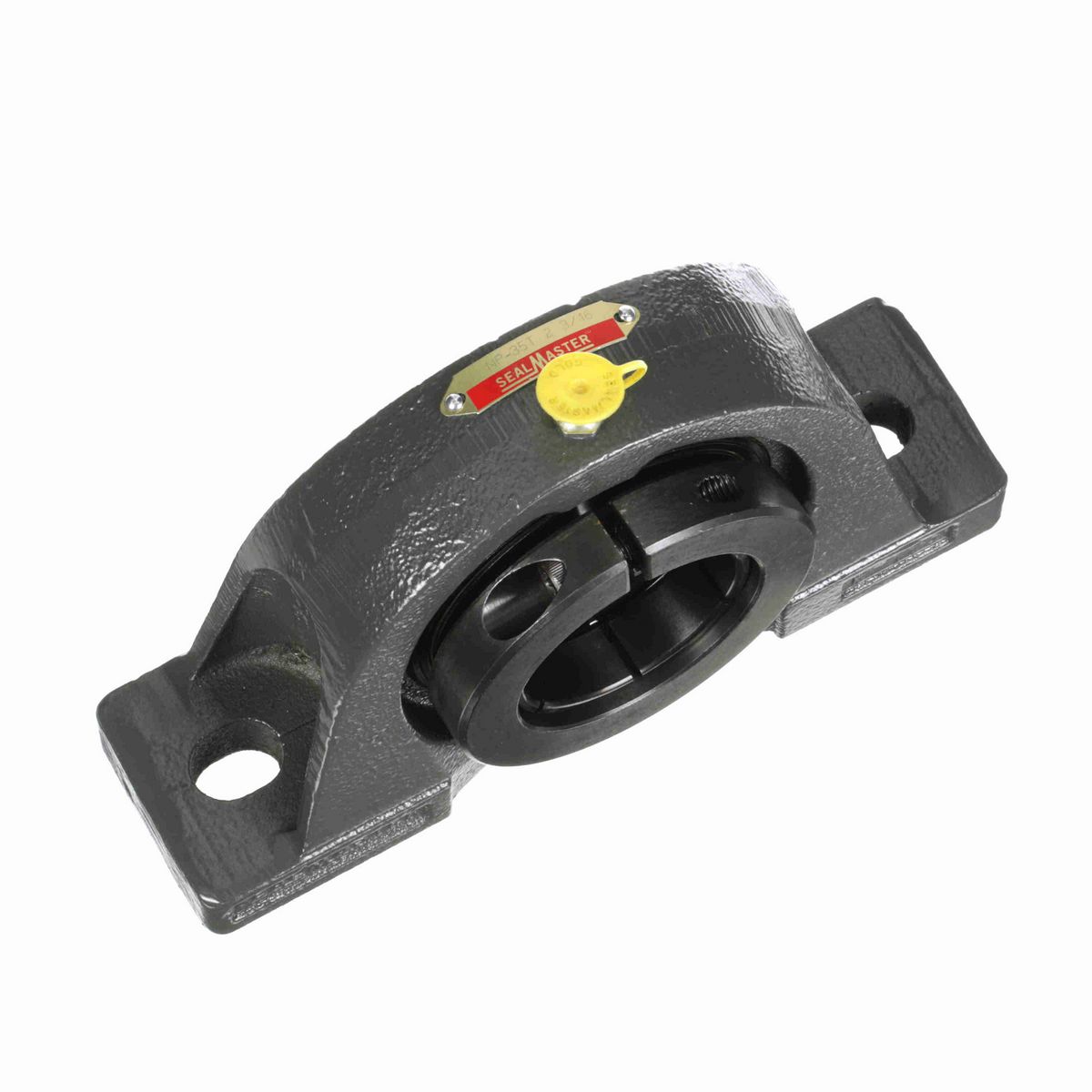 Sealmaster Mounted Cast Iron Two Bolt Pillow Block Ball Bearing - 52100 Bearing Steel, Black Oxided - Concentric Lock - NP-35T